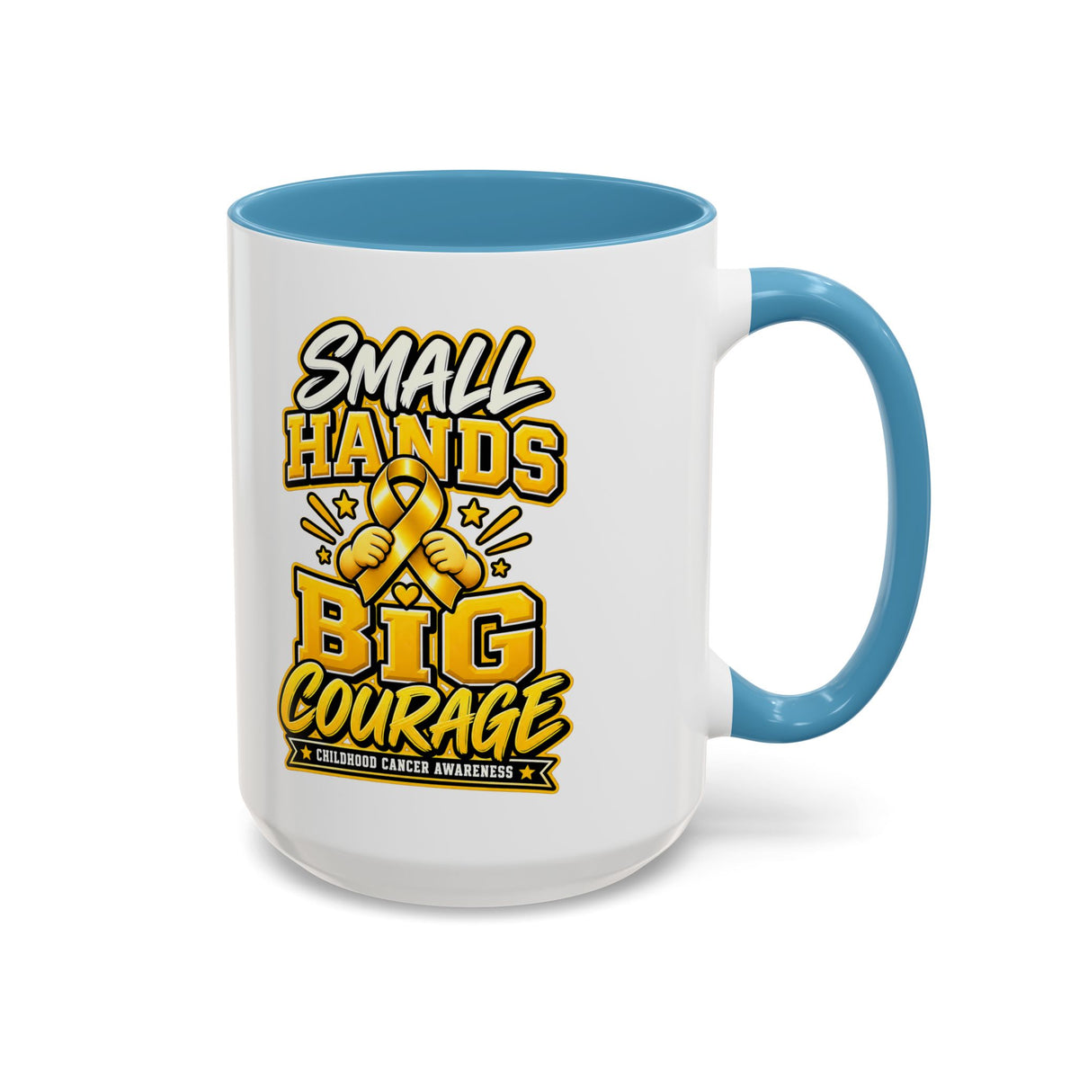 Coffee Mug - "Small Hands Big Courage" Childhood Cancer Awareness Accent Mug