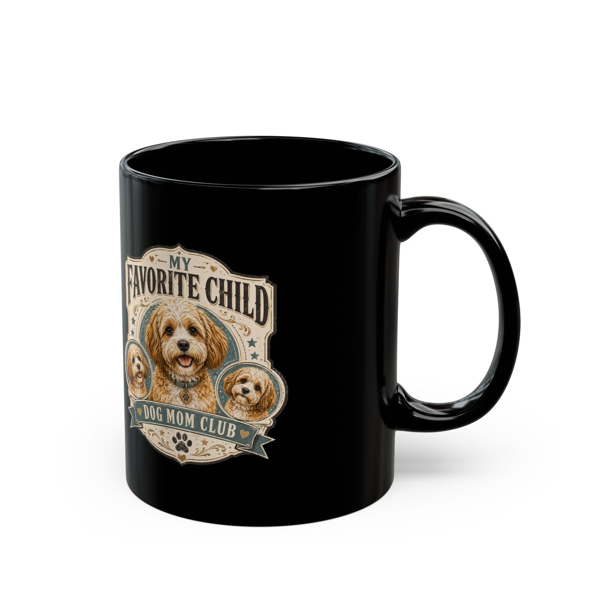 Milo Bailey Dog Dad Mom Dog Mom Club Black Mug — “My Favorite Child” Cute Puppy Coffee Cup