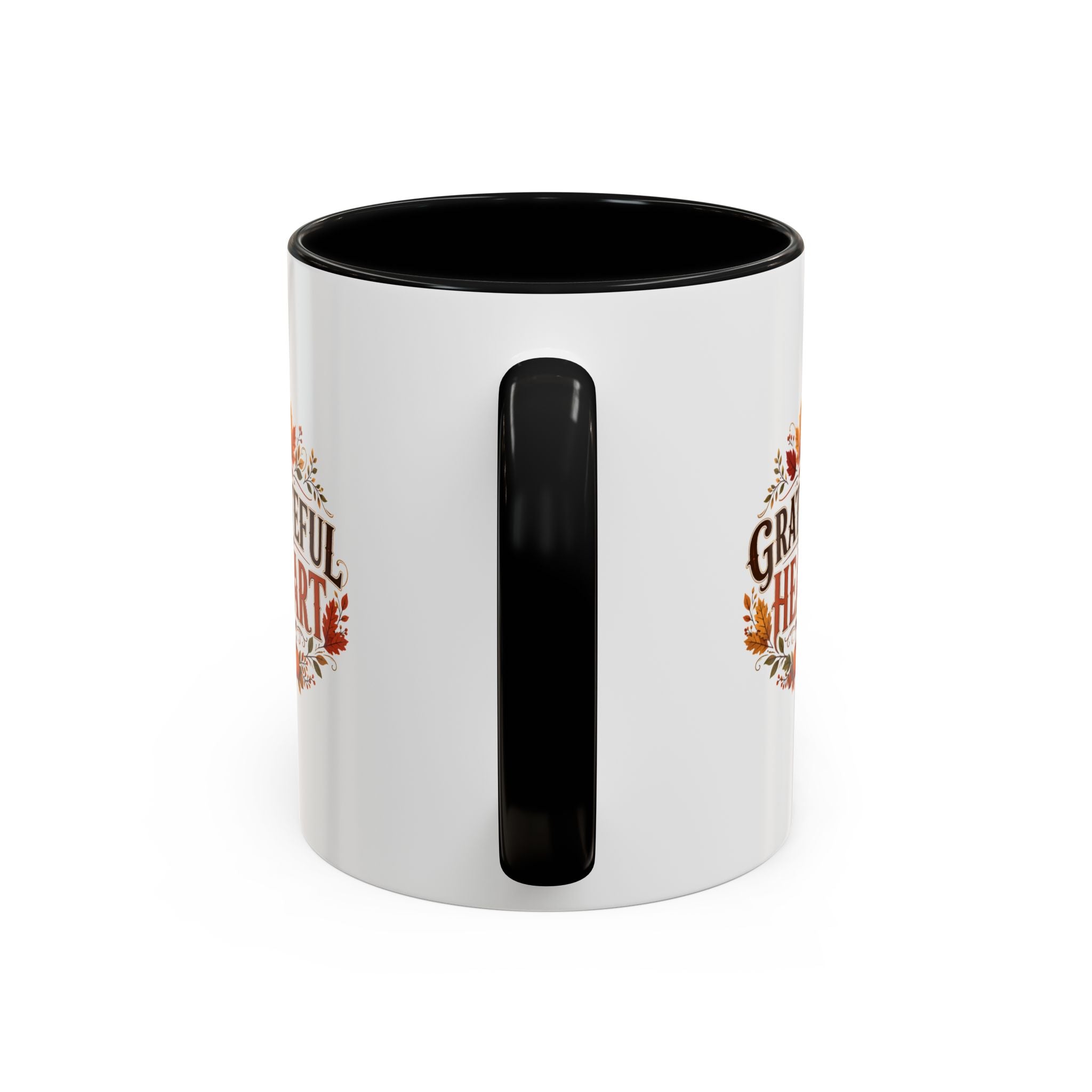 Thanksgiving Mug Grateful Heart Coffee Mug — Fall Leaves Pumpkin Accent Mug