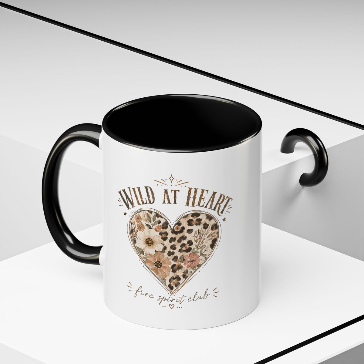 Milo Bailey Dog Dad Mom Wild at Heart Leopard Heart Accent Coffee Mug – Floral Boho