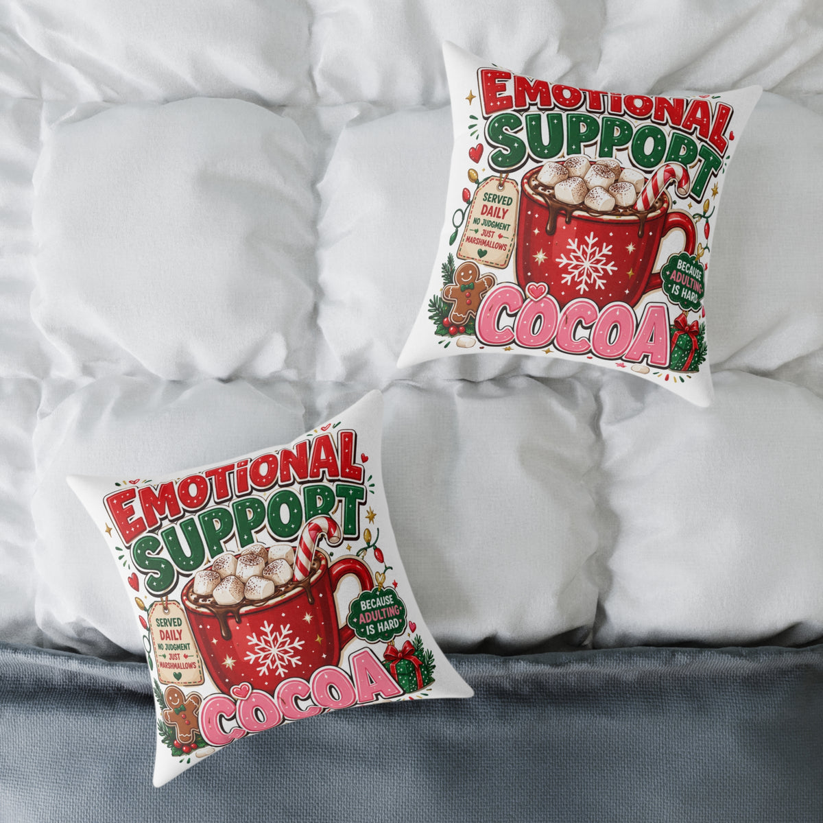 Modern Day Christmas Emotional Support Square Poly Canvas Pillow