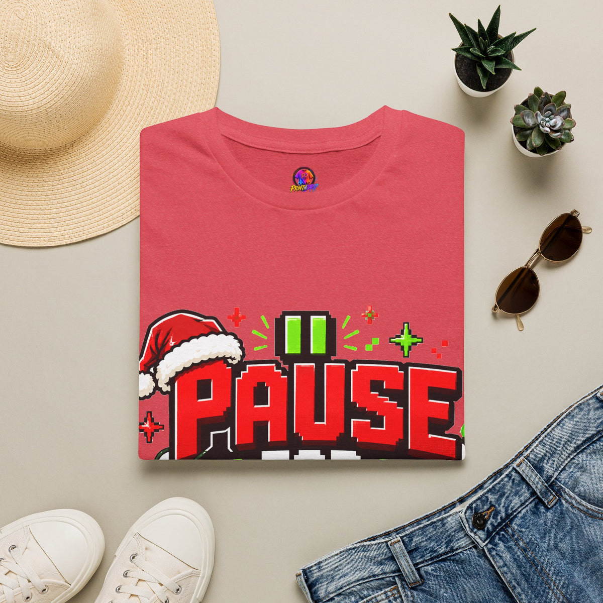 T-Shirt — "Pause for Presents" Christmas Gamer Tee