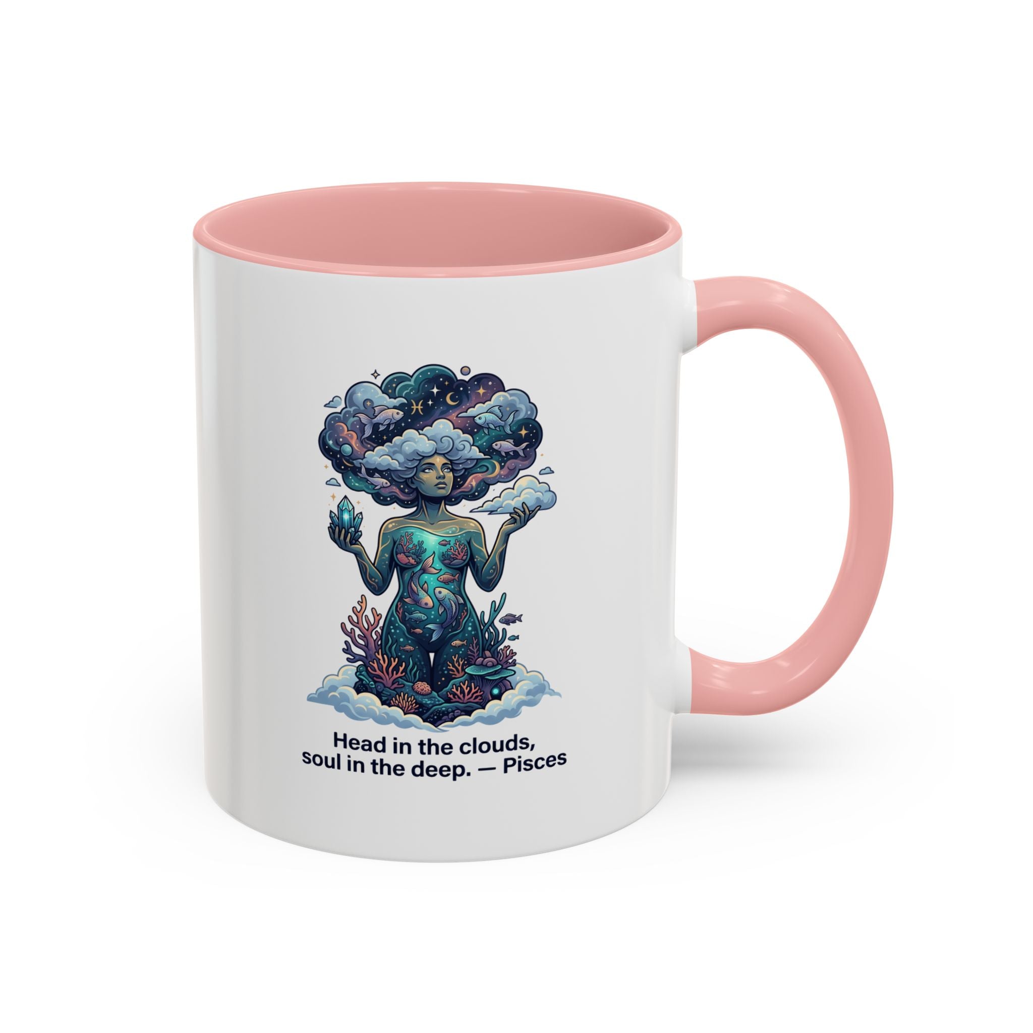 Pisces Coffee Mug — "Head in the clouds, soul in the deep" Accent Mug