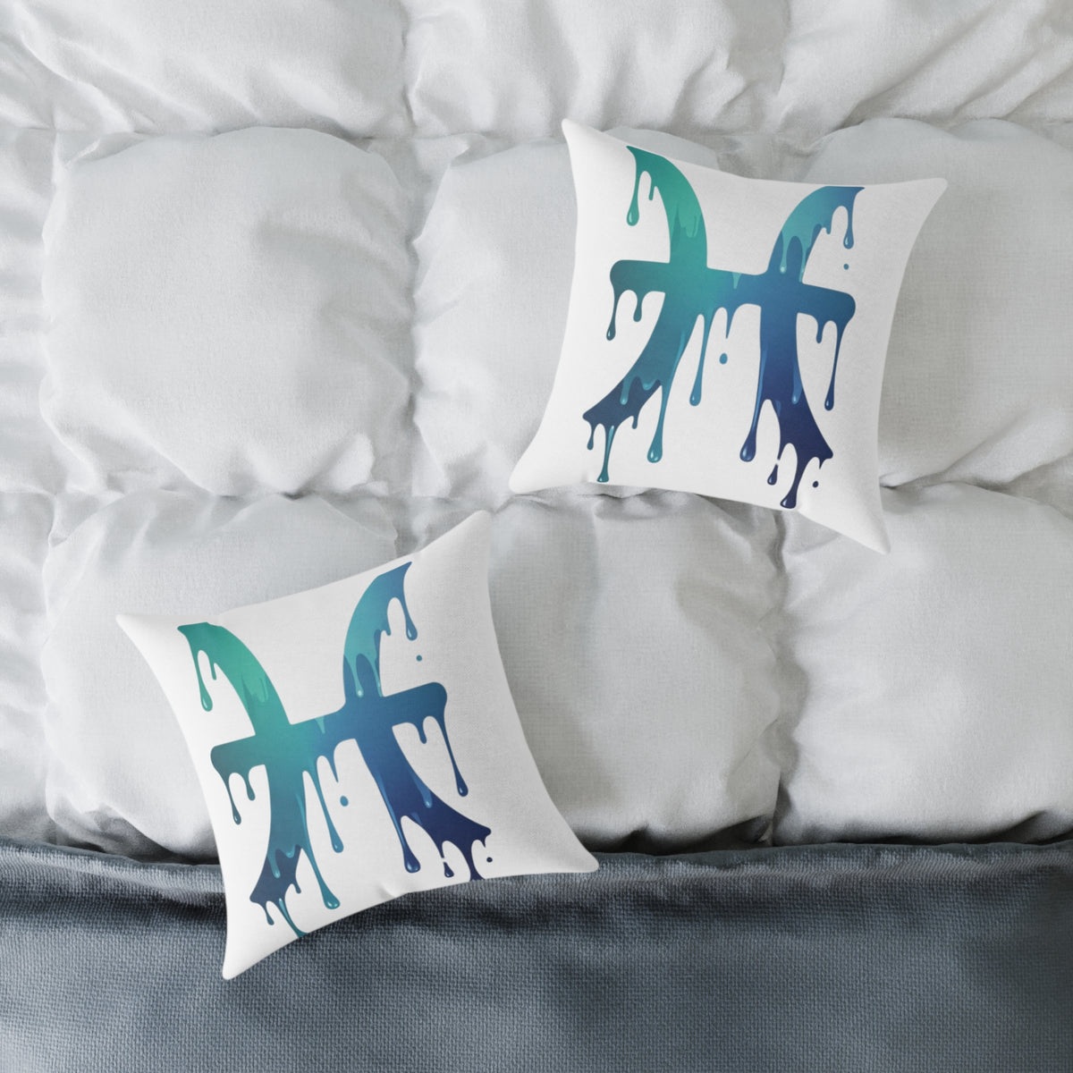 Dripping Zodiac Pisces Square Poly Canvas Pillow