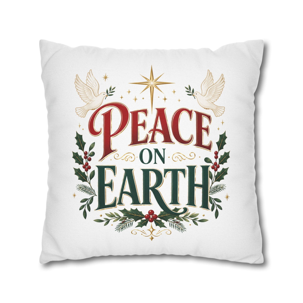 Christmas Peace on Earth Holiday Pillowcase — Christmas Decorative Throw Pillow Cover