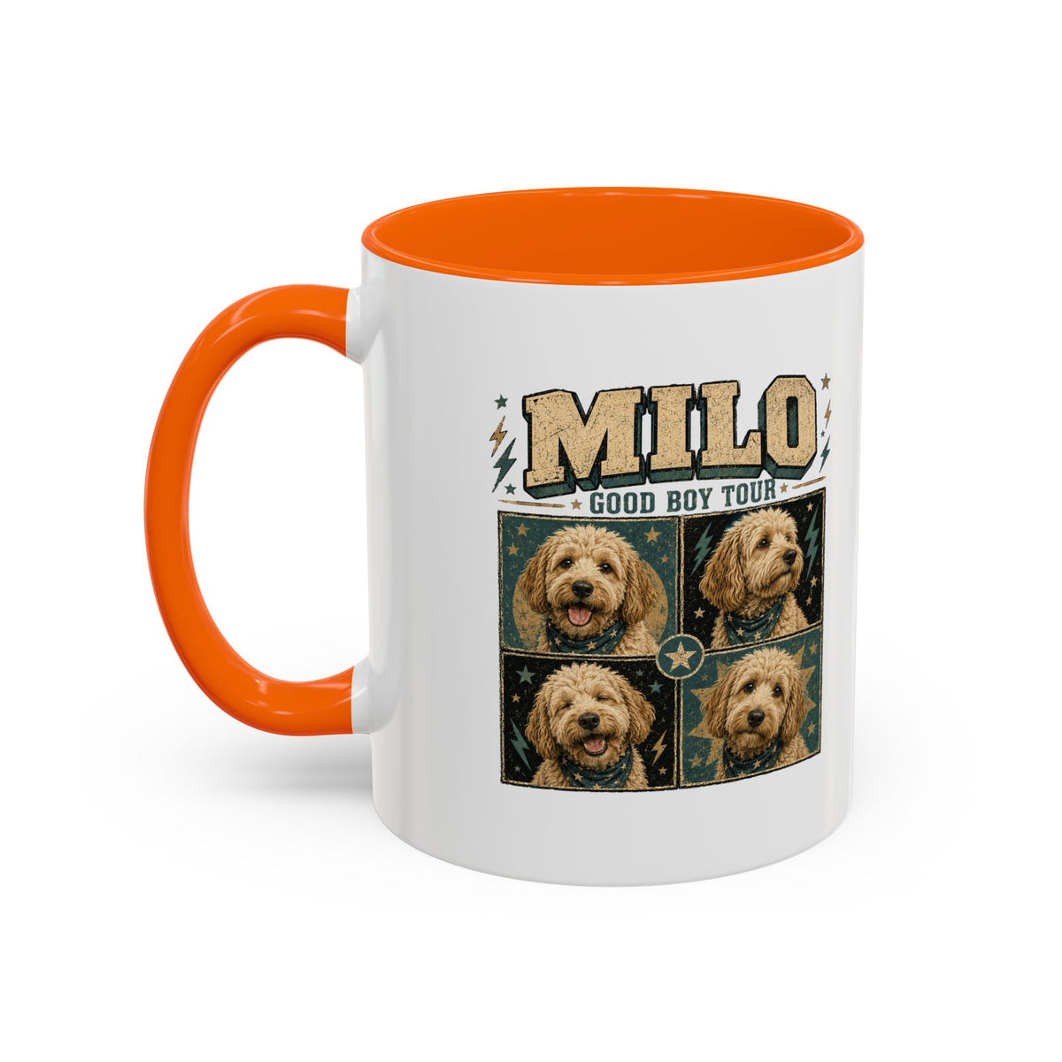Milo Bailey Dog Dad Mom Personalized Dog Mug — "Milo: Good Boy Tour" Photo Accent Coffee Mug