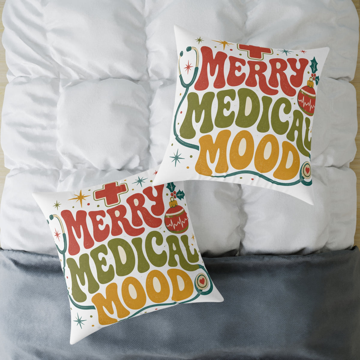 Merry Medical Mood Holiday Modern Day Christmas Throw Pillow