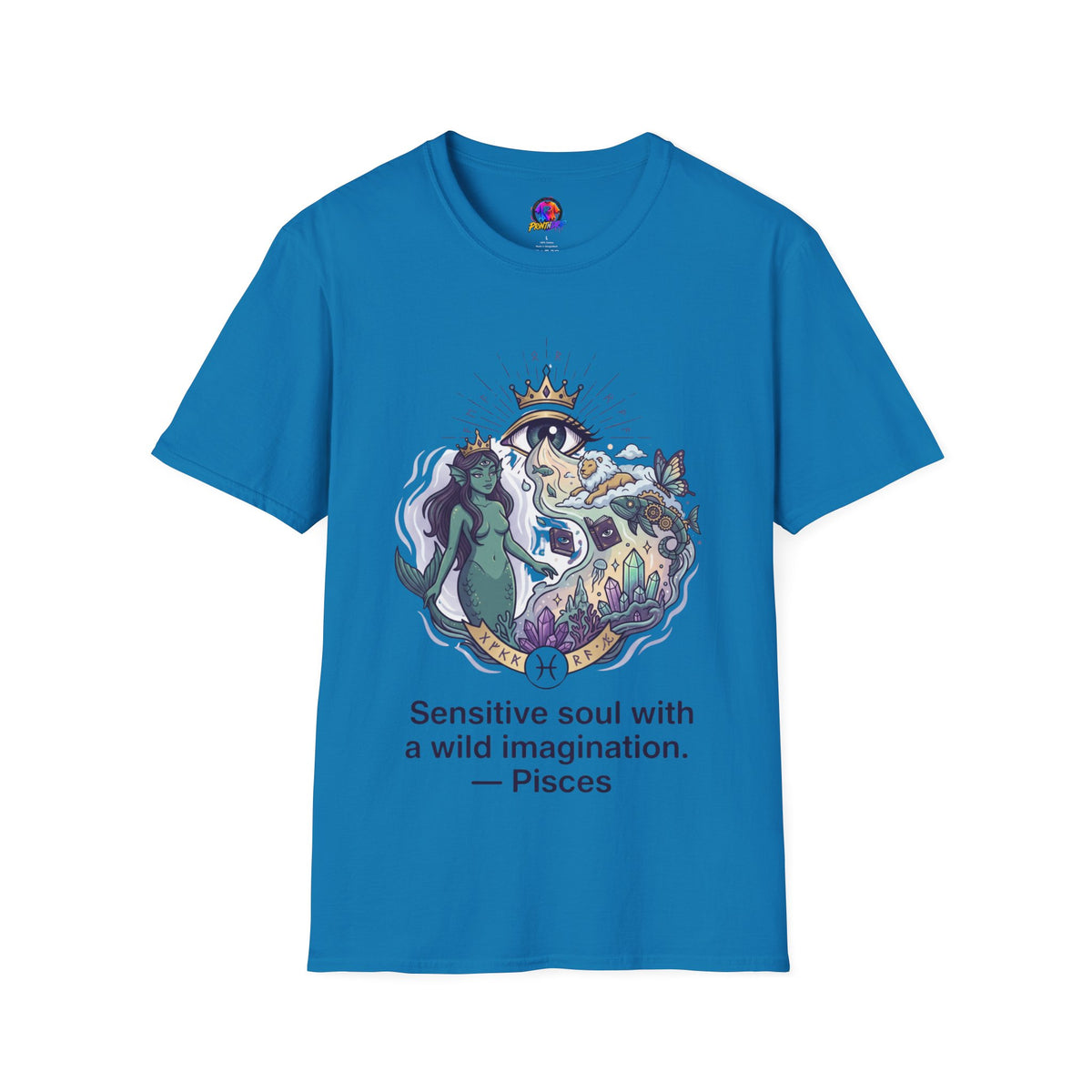 Pisces Zodiac Mystical Mermaid Art T-Shirt — "Sensitive soul with a wild imagination"