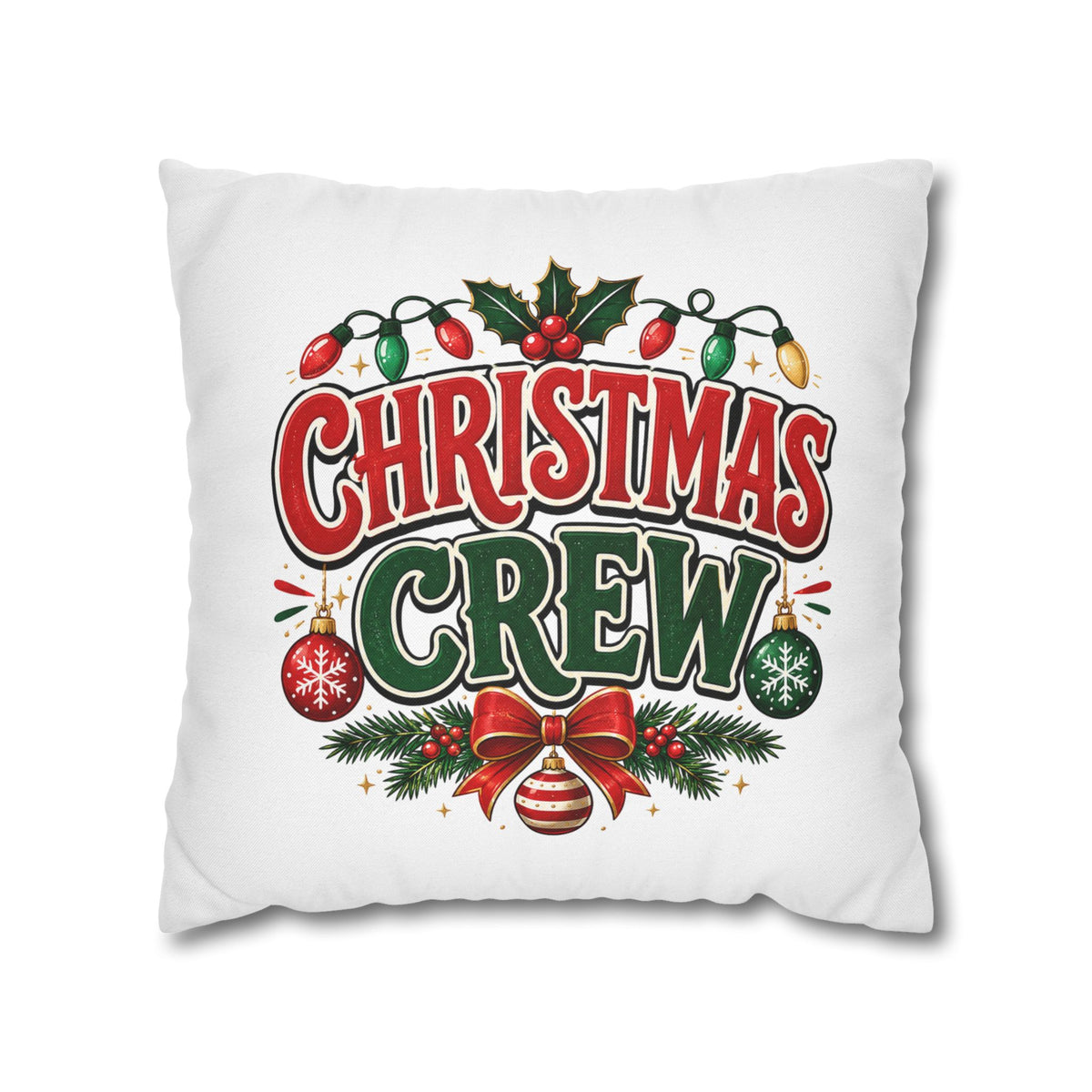 Christmas Crew Holiday Throw Pillowcase — Festive Decorative Cushion Cover