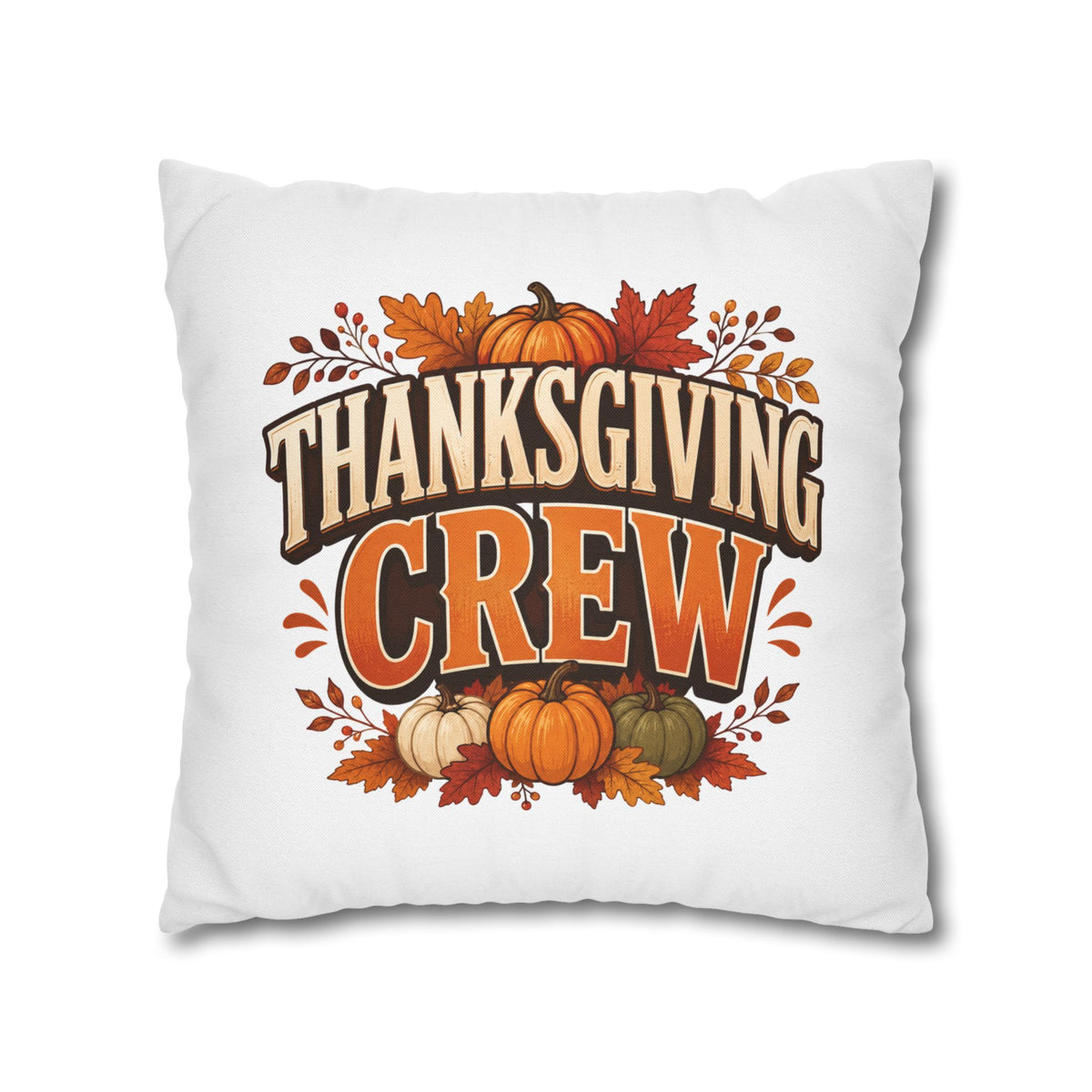Thanksgiving Crew Decorative Pillow Cover — Fall Pumpkin Accent Pillowcase