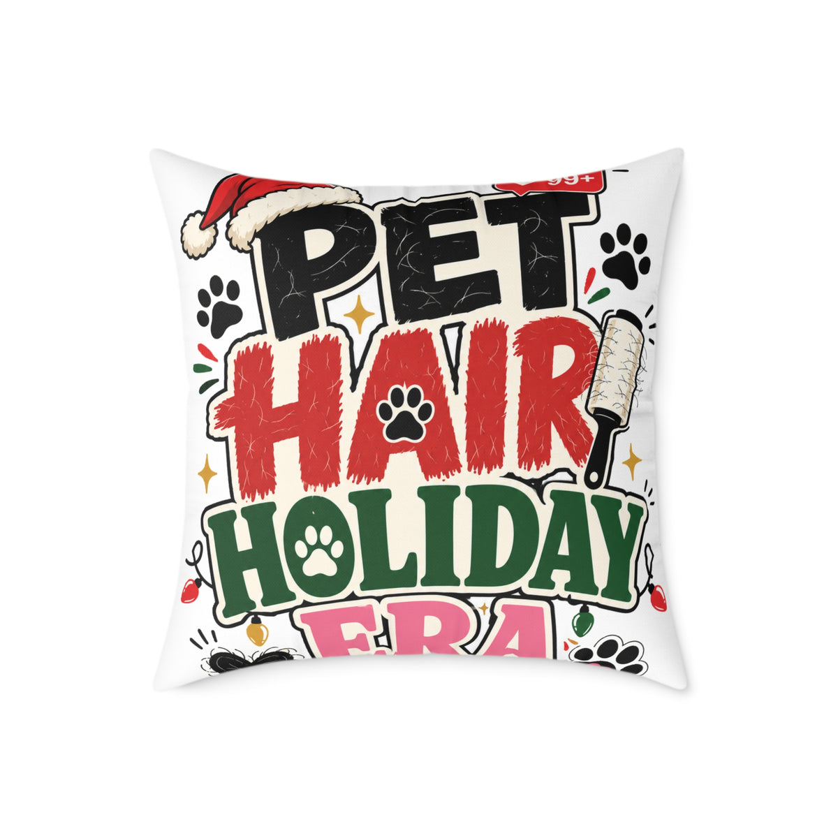 Modern Day Christmas Pet Hair Holiday Pillow