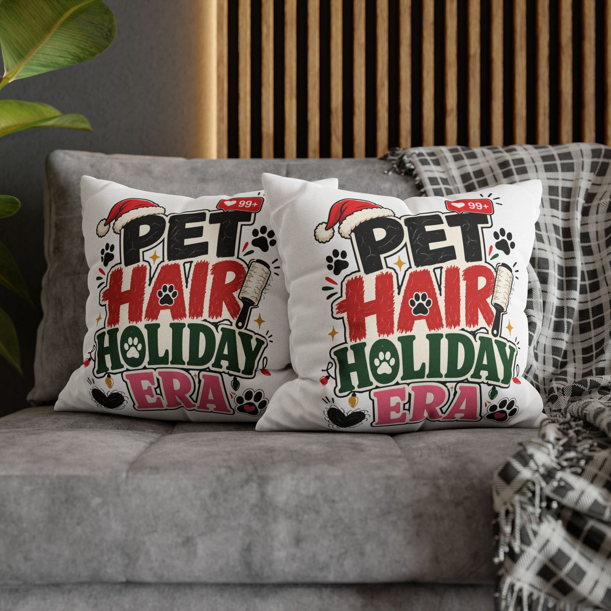 Pet Hair Holiday Pillowcase  Modern Day Christmas — Cute Christmas Pet Lover Decor