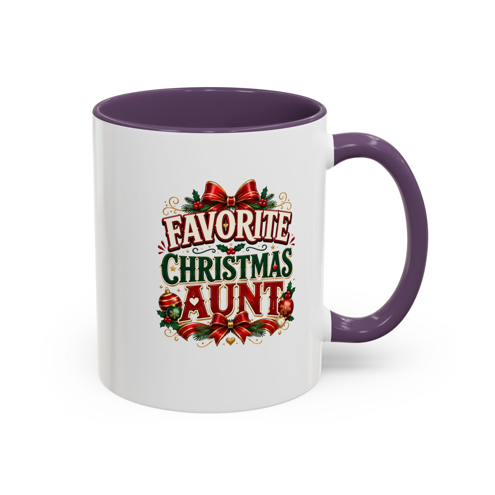 Christmas Aunt Coffee Mug — "Favorite Christmas Aunt" Accent Holiday Mug