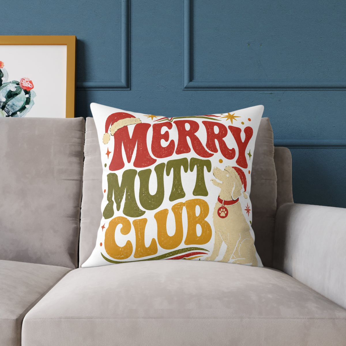 Merry Mutt Club Holiday Modern Day Christmas  Pillow