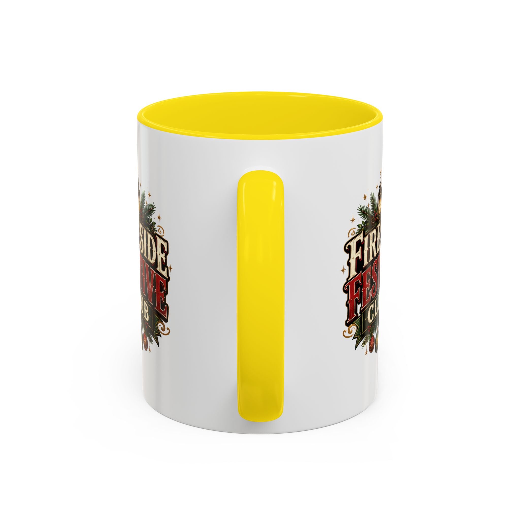 Fireside Festive Club Accent Coffee Mug — Holiday Christmas Hot Cocoa Gift