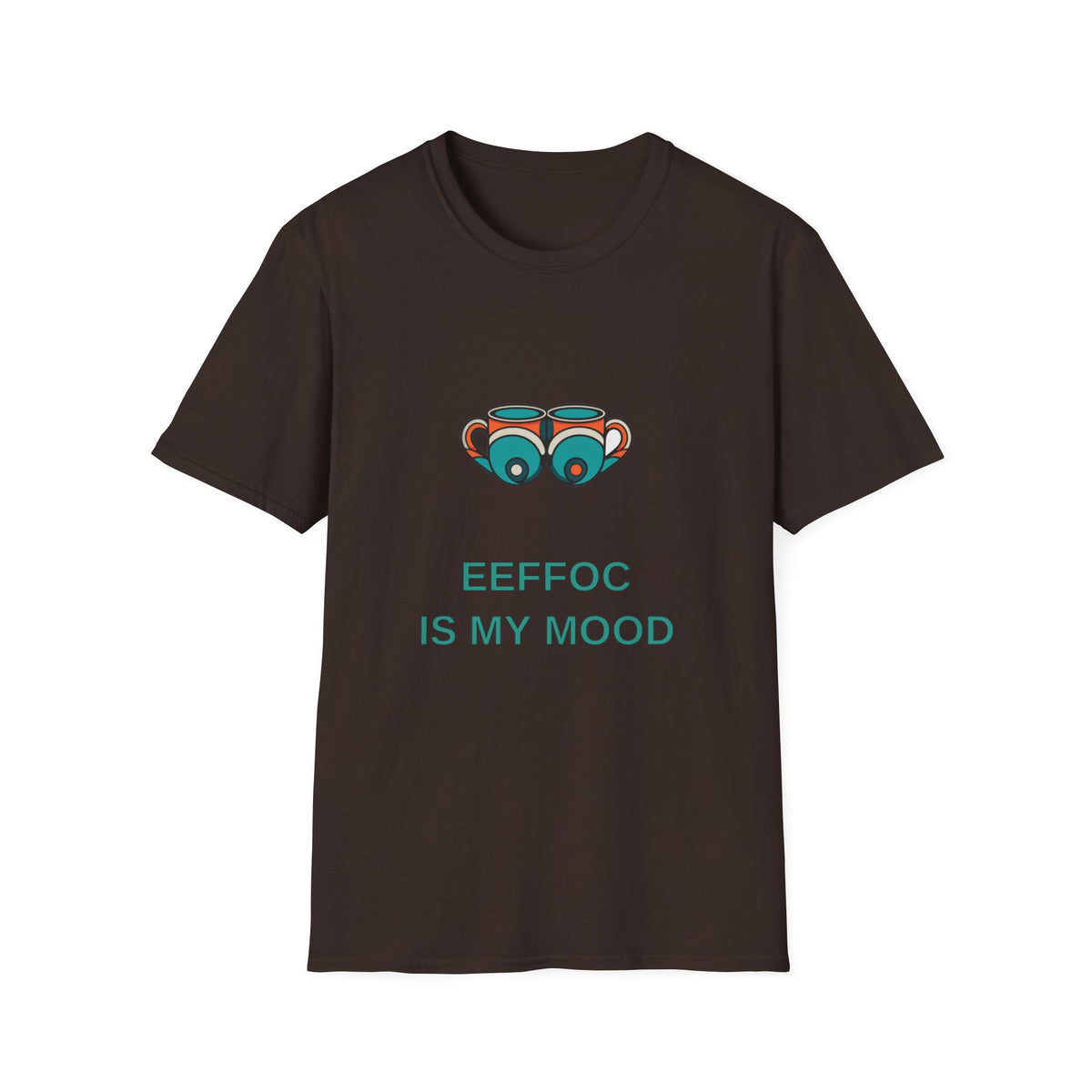 Coffee Cups Graphic T-Shirt — "EEFFOC IS MY MOOD" Casual Coffee Lover Tee - Trending Now - August 2026