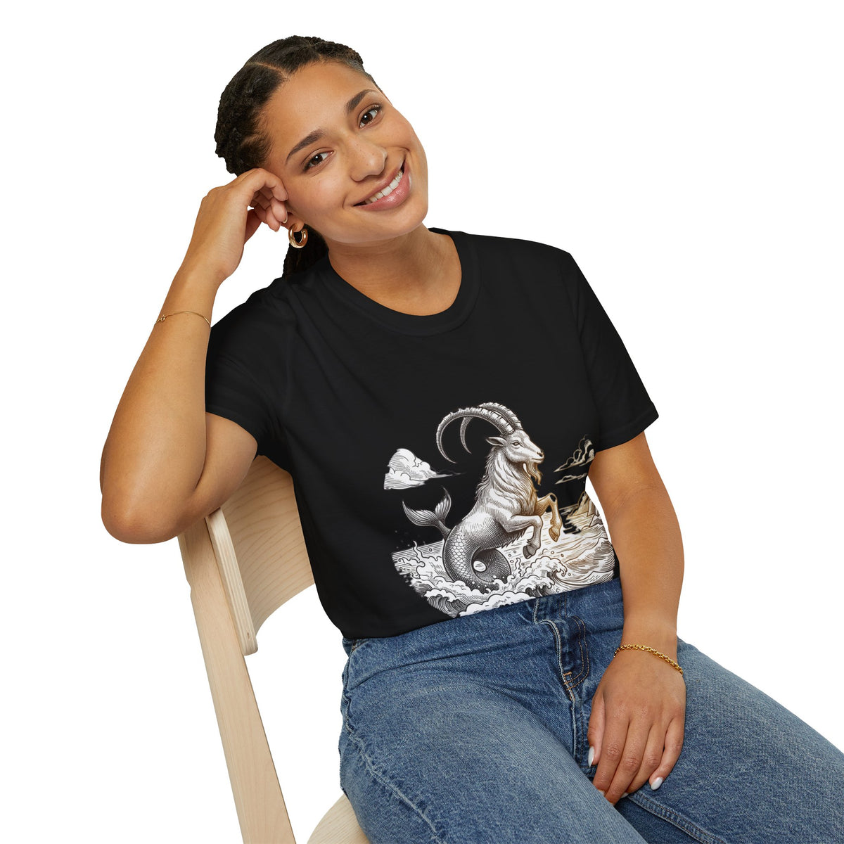 Capricorn Goat-Mermaid T-Shirt — Mythical Sea Goat Zodiac Tee