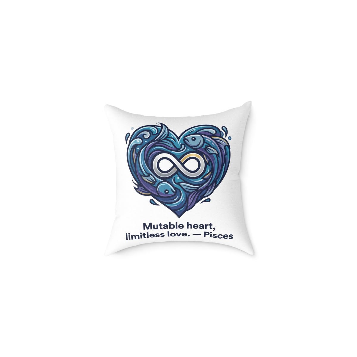 Pisces Zodiac Mutable Heart Limitless Love Square Poly Canvas Pillow