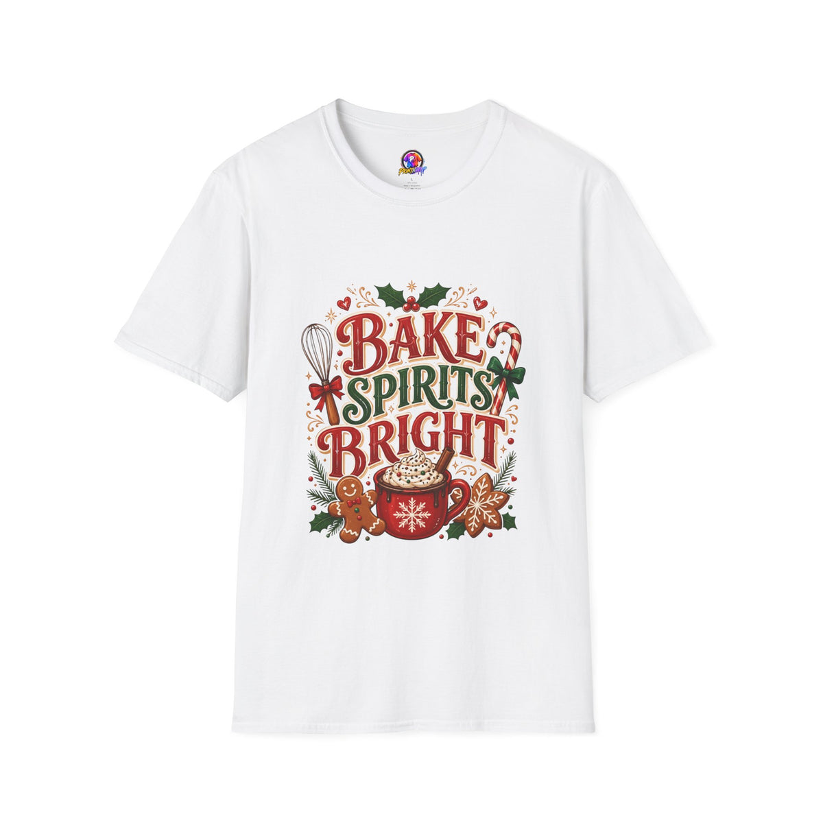 Bake Spirits Bright Holiday T-Shirt — Christmas Baking Graphic Tee