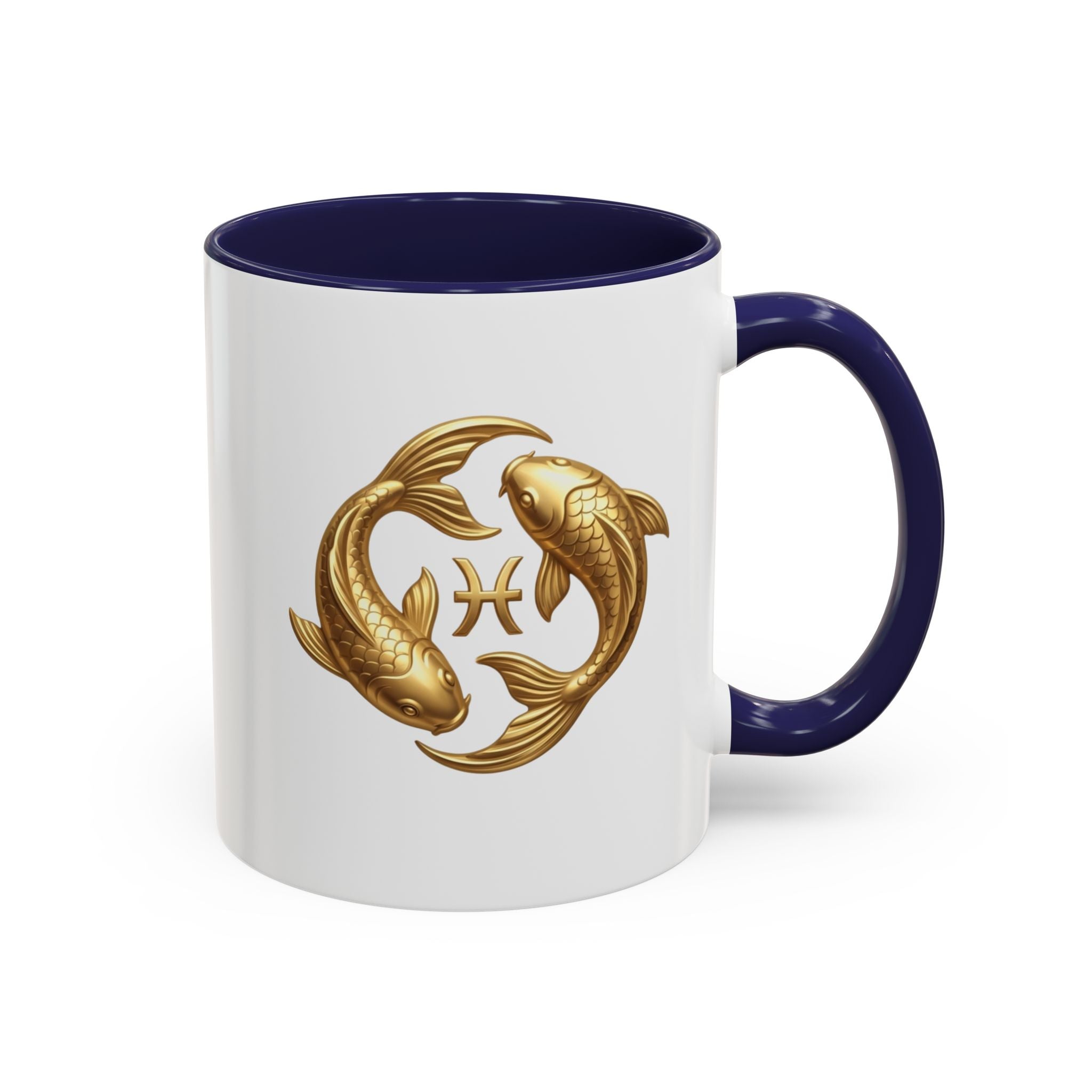 Pisces Zodiac Coffee Mug – Gold Koi Fish Horoscope Accent Mug