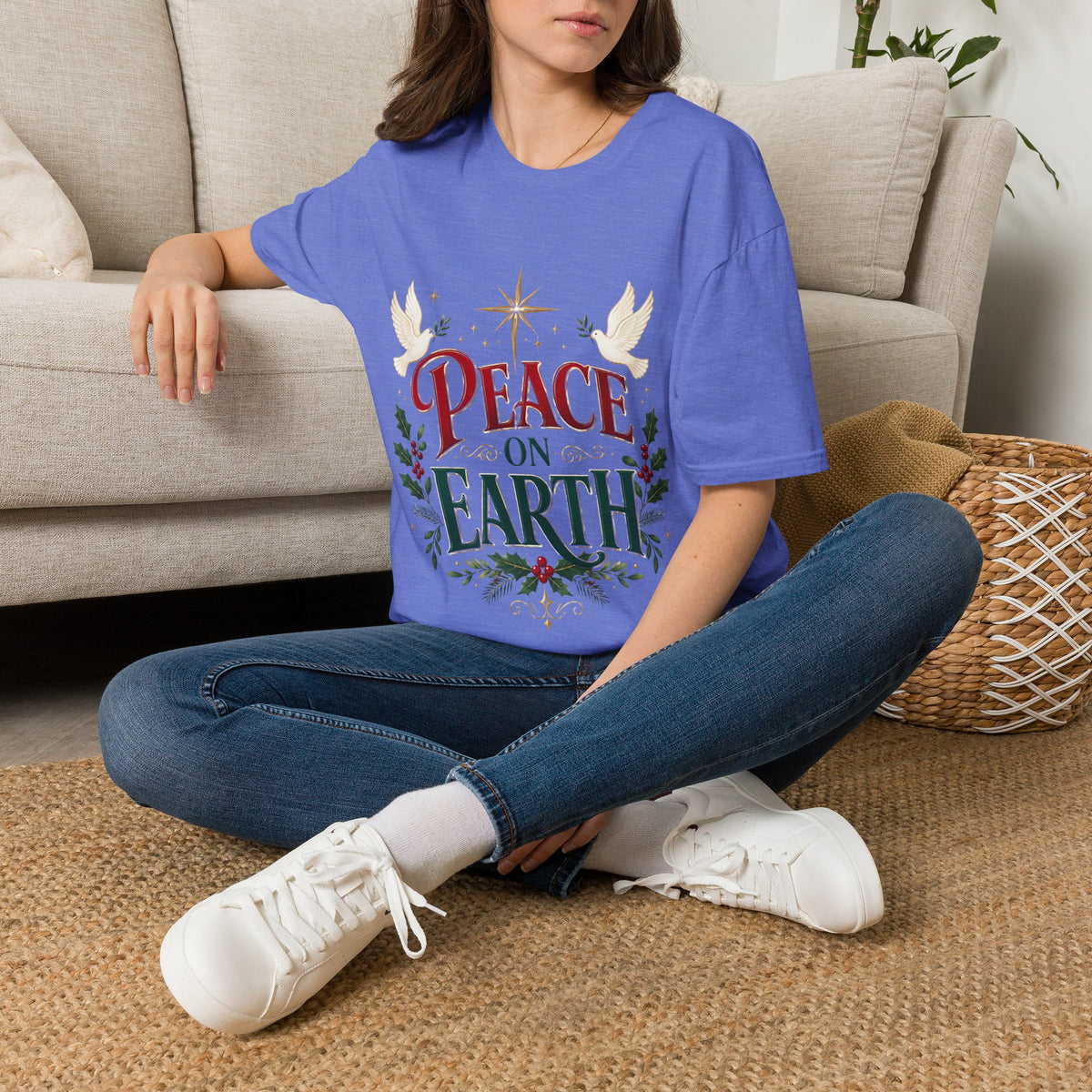 Peace on Earth T-Shirt — Holiday Dove & Star Christmas Tee