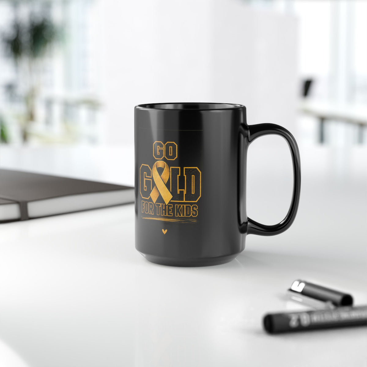 Childhood Cancer Go Gold For The Kids Black Awareness Mug (11oz, 15oz)