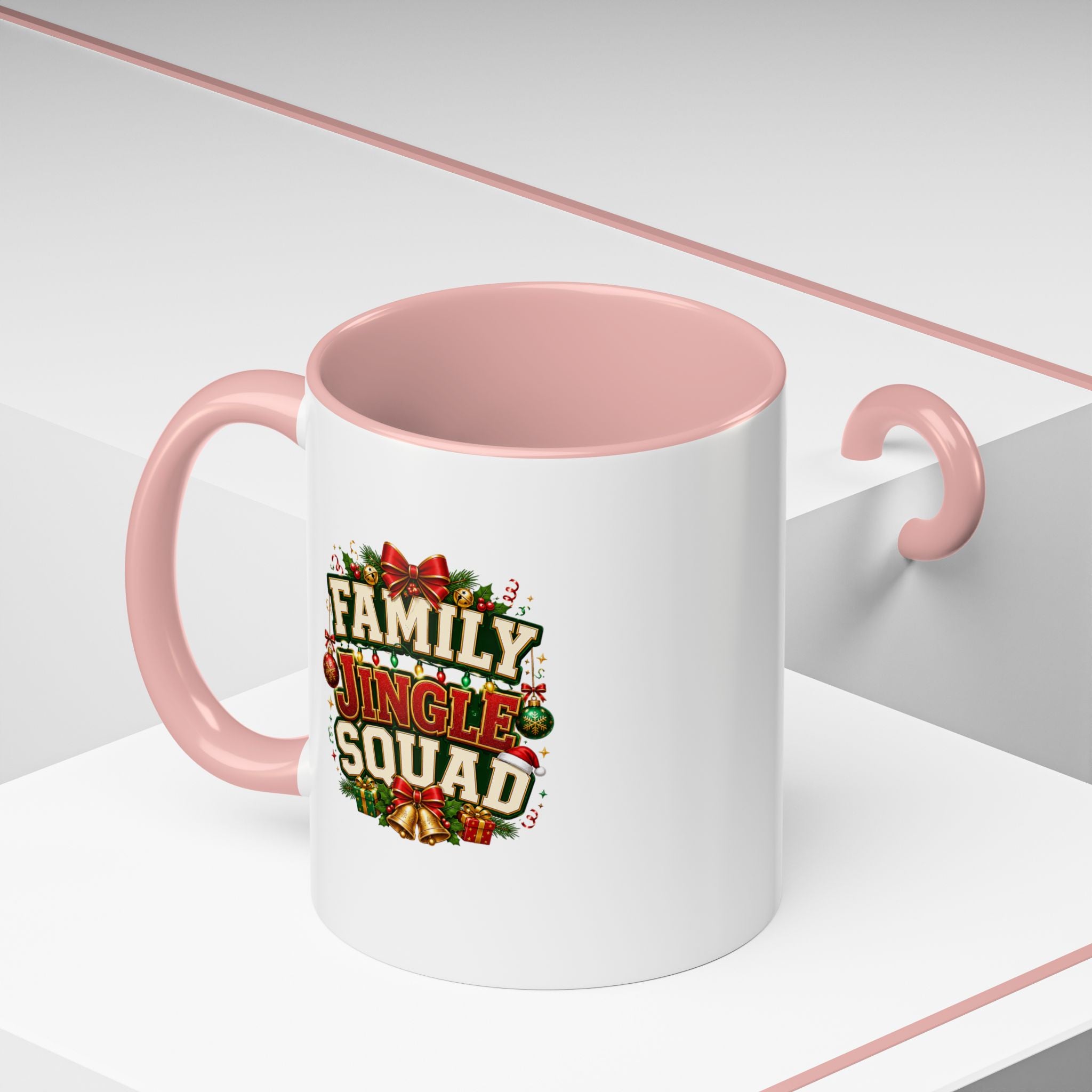 Family Jingle Squad Accent Coffee Mug — Christmas Holiday Coffee Cup