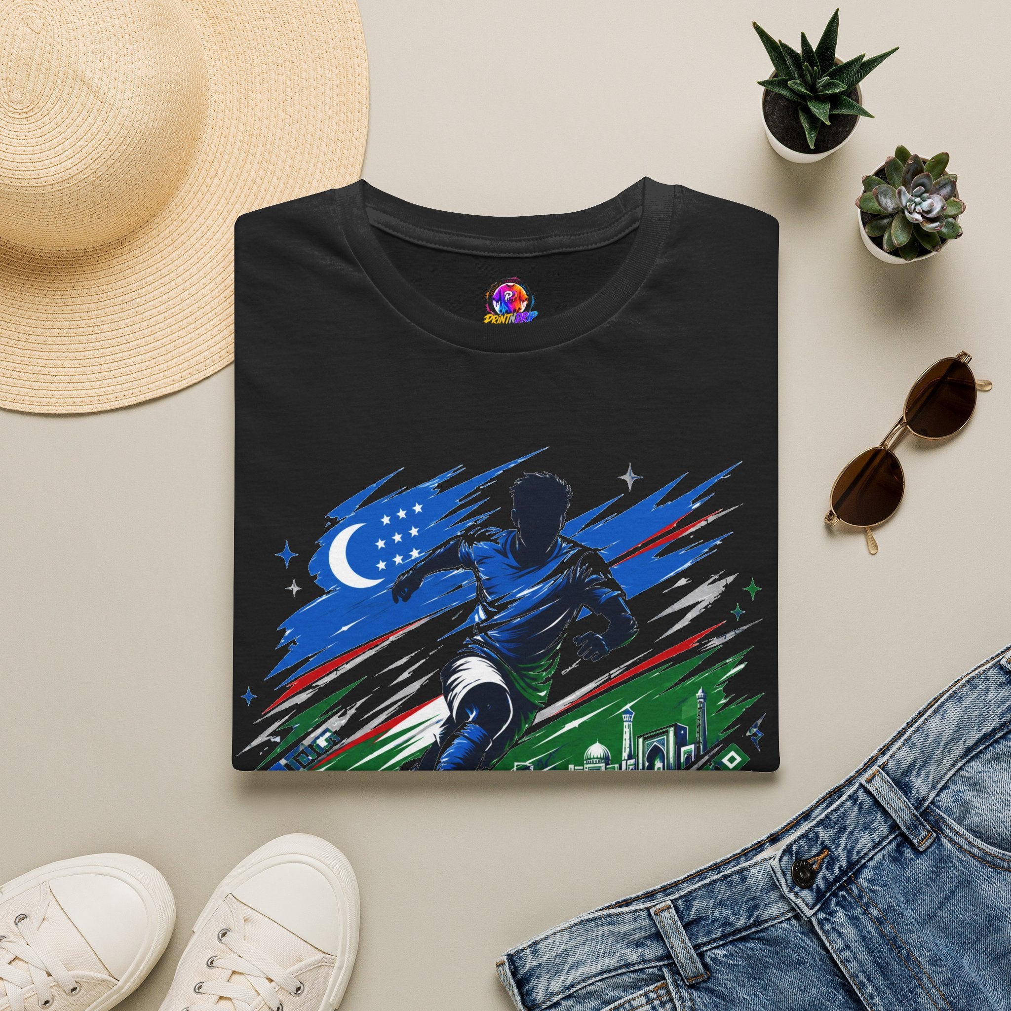 Silk Road Strike Soccer T-Shirt — Uzbekistan Football Graphic Tee