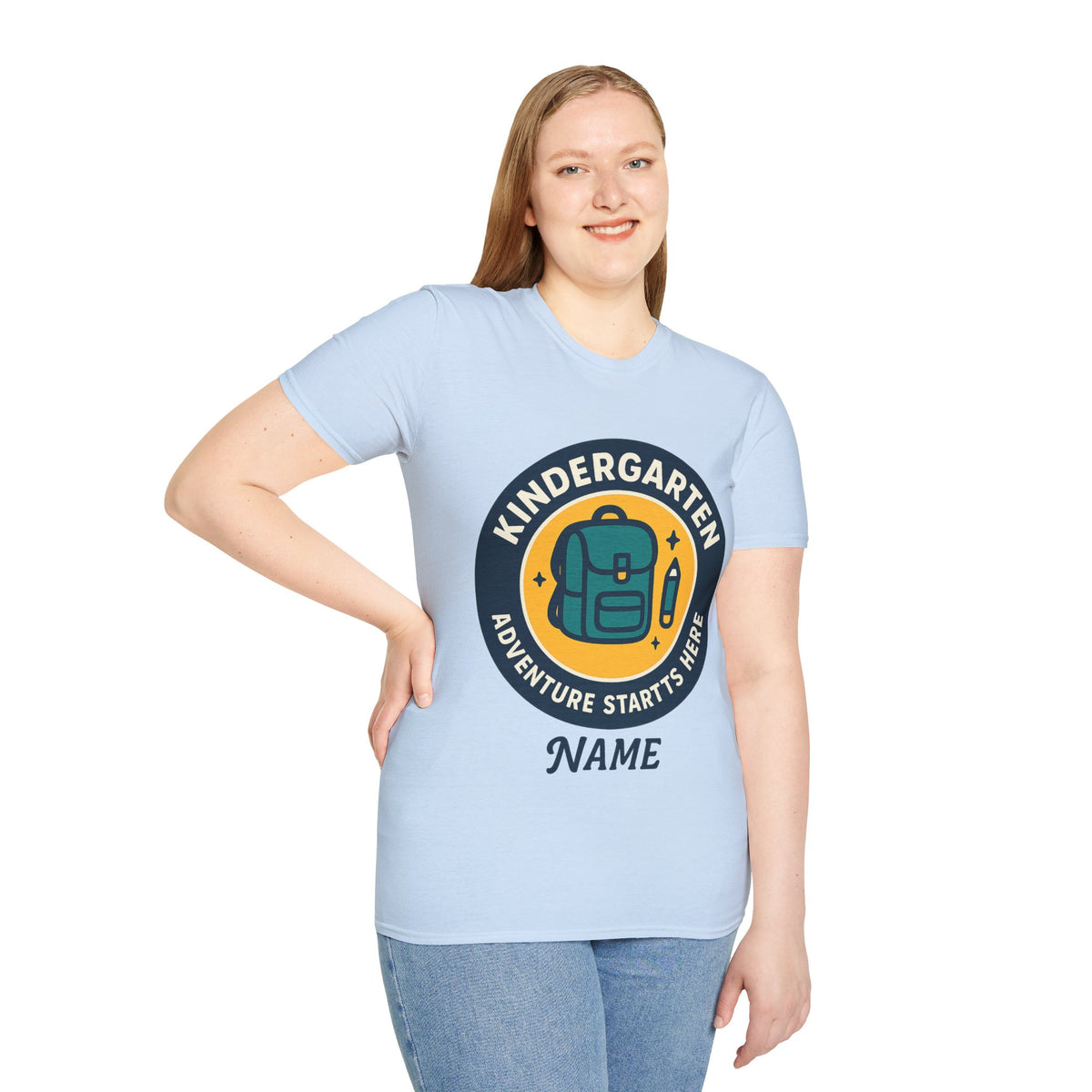 Kindergarten Teacher T‑Shirt – 'Kindergarten' Backpack Badge Design - Trending Now - August 2026