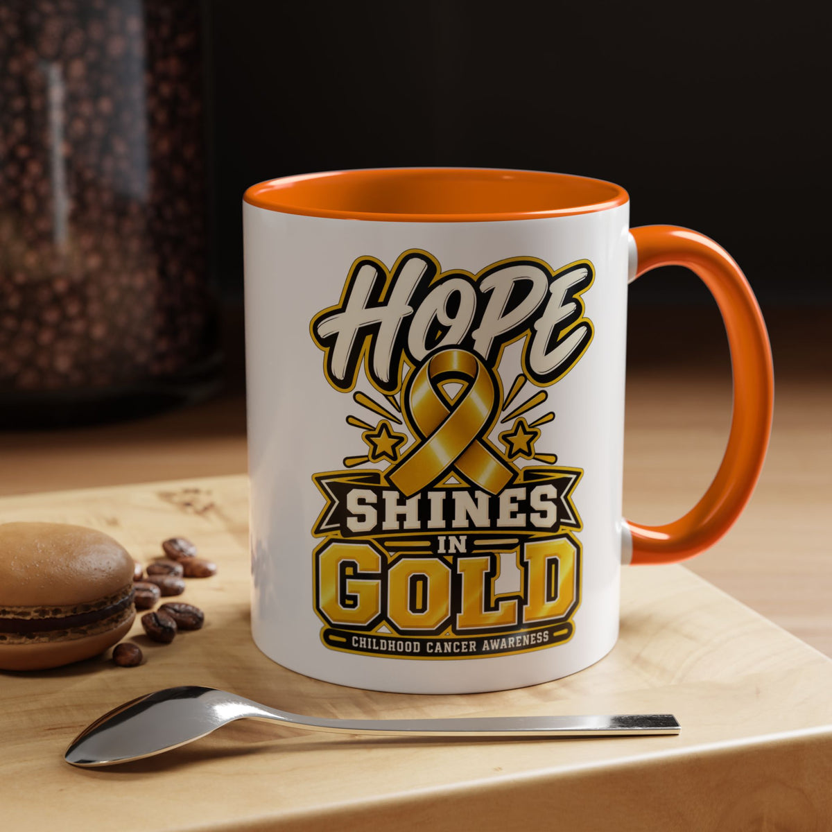 Hope Shines in Gold Coffee Mug — Childhood Cancer Awareness Accent Mug
