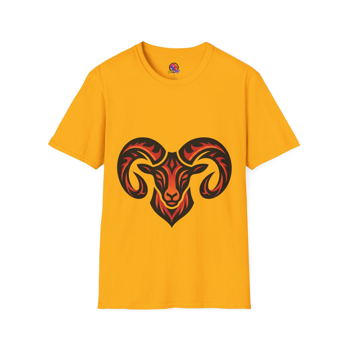 Aries Zodiac Ram Head Graphic T-Shirt — Tribal Flame Aries Design