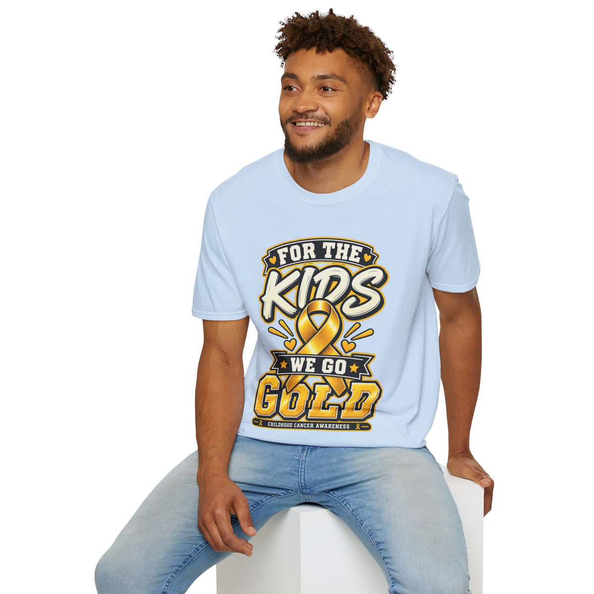 Kids Childhood Cancer Awareness T-Shirt — "For the Kids We Go Gold"