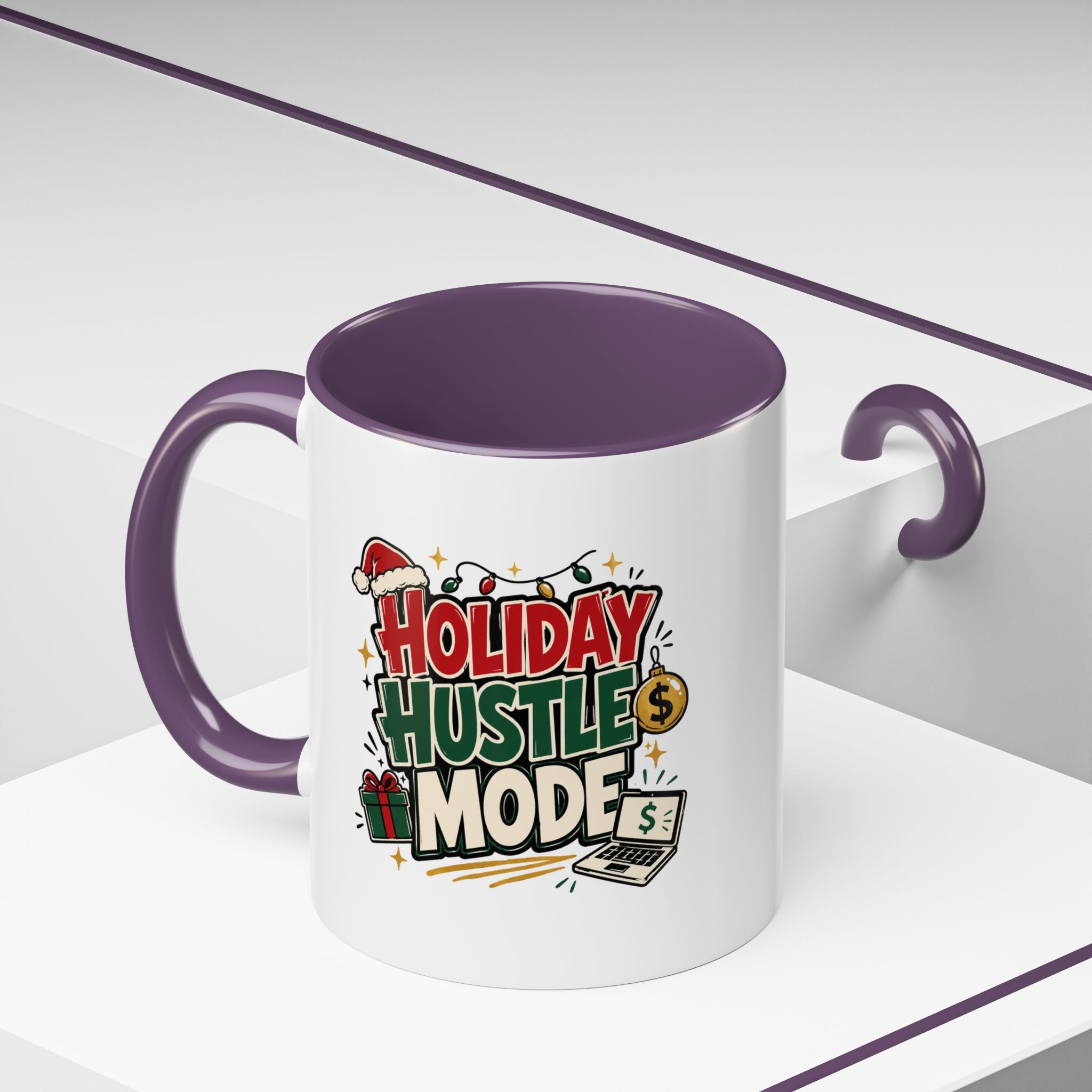 Modern Day Christmas Holiday Hustle Mode Coffee Mug — Festive Christmas Work Grind 11/15oz Accent Mug