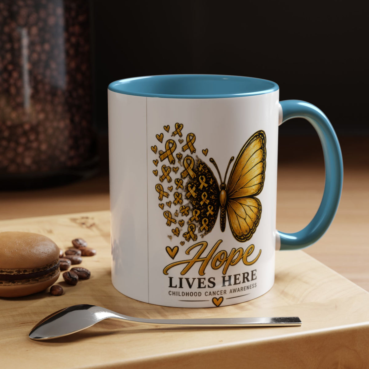 Hope Lives Here Childhood Cancer Awareness Accent Coffee Mug