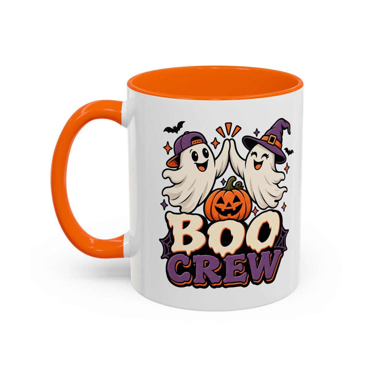 Boo Crew Halloween Accent Coffee Mug — Cute Ghosts & Jack-O'-Lantern Design (11/15 oz)