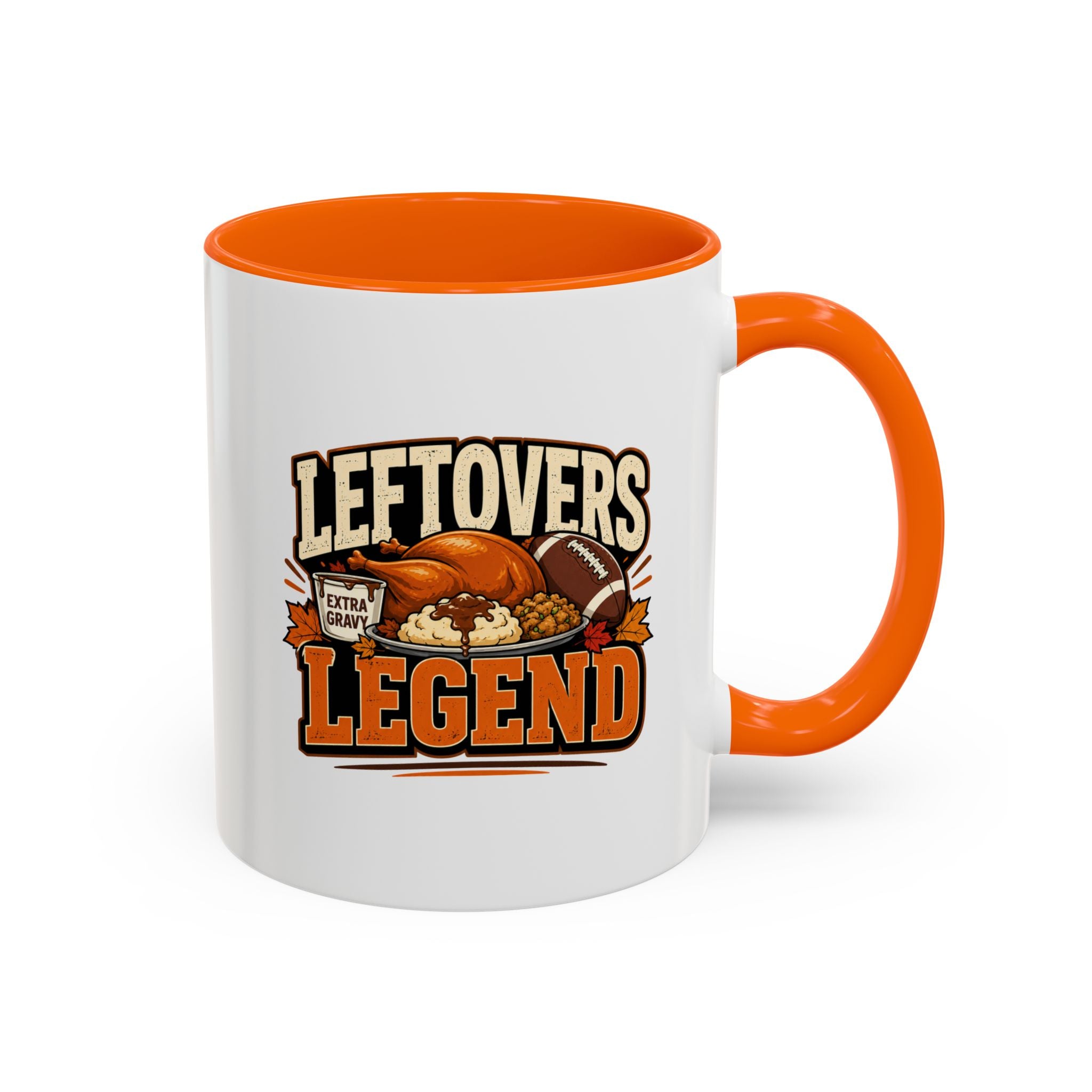 Thanksgiving  Mug Leftovers Legend Coffee Mug – Funny Thanksgiving Turkey & Football  Accent Mug