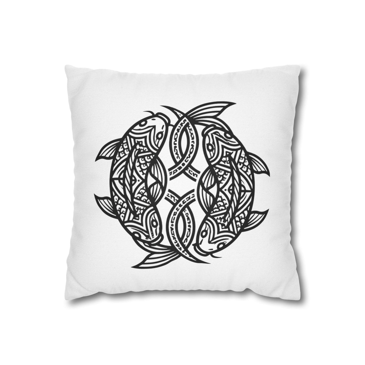 Pisces Celtic Koi Fish Decorative Pillowcase — Tribal Circle Fish Throw Pillow