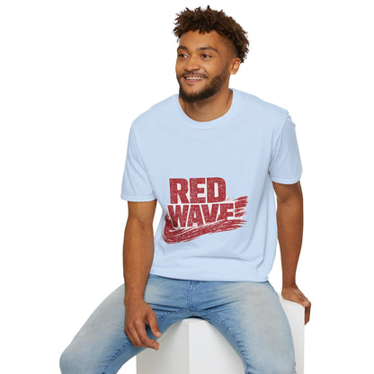South Korea Red Wave Graphic T‑Shirt — Vintage Distressed Logo Tee