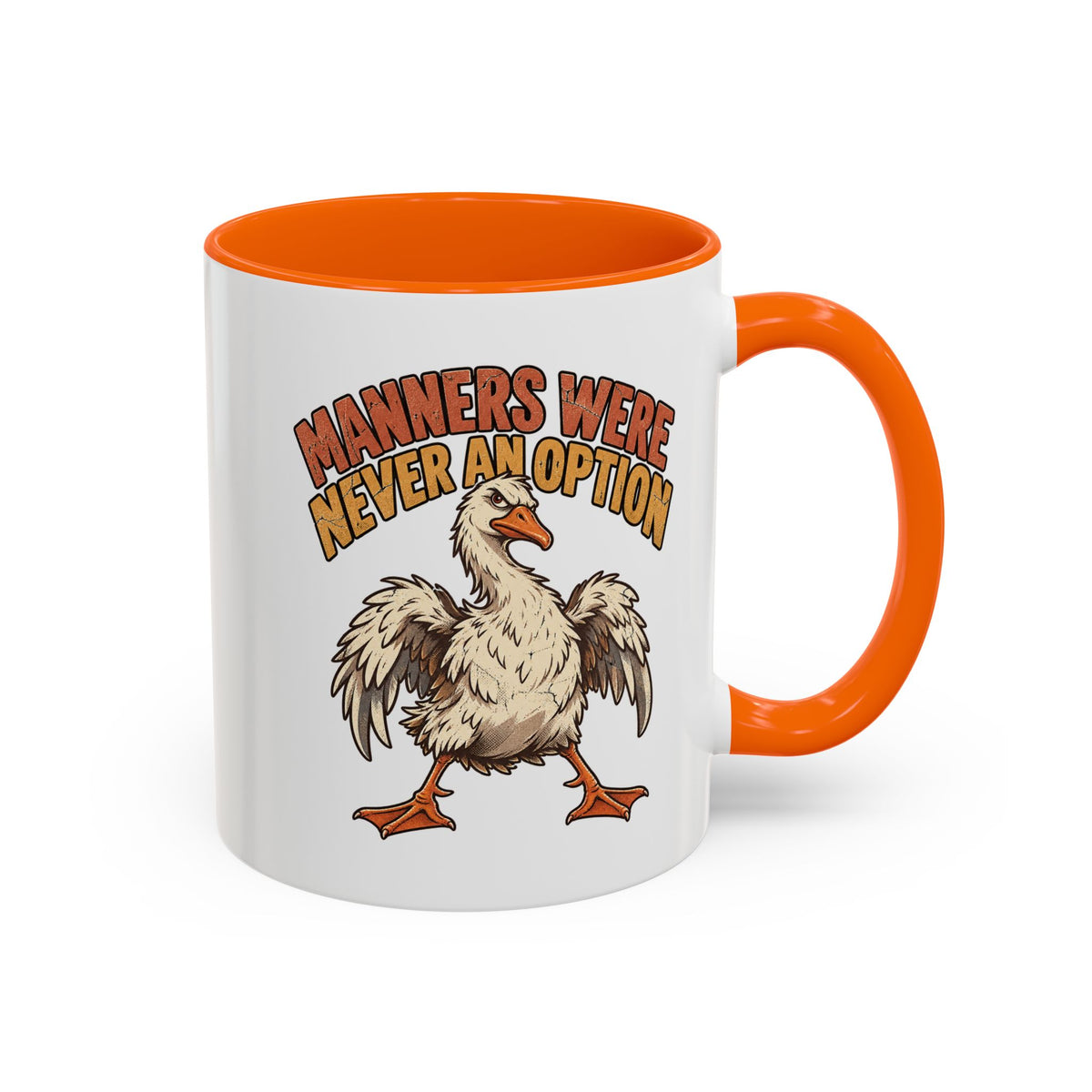 Coffee Mug — "Manners Were Never An Option" Funny Rude Chicken Accent Mug