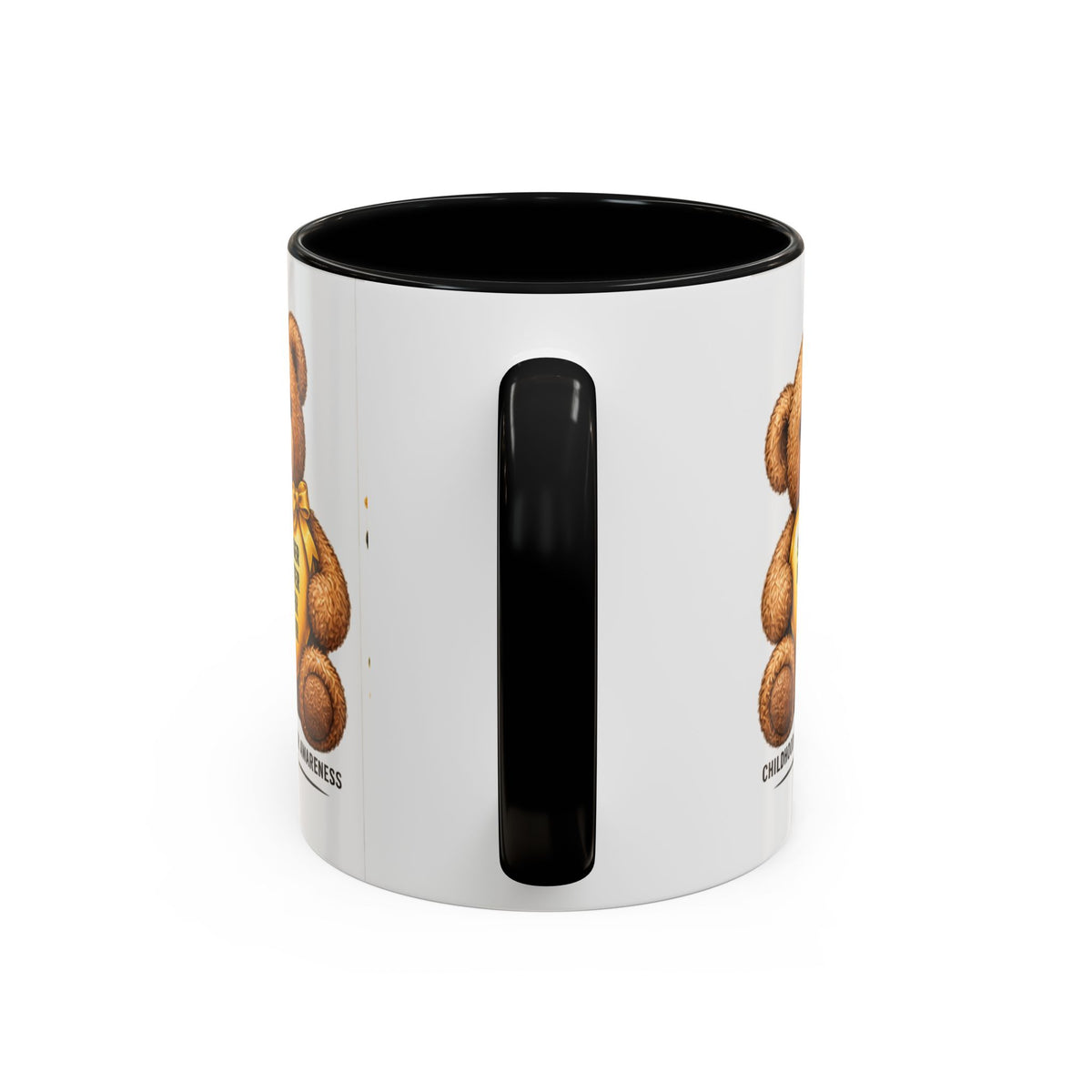 Childhood Cancer Awareness Coffee Mug — 'Stronger Brighter Kinder Braver' Teddy