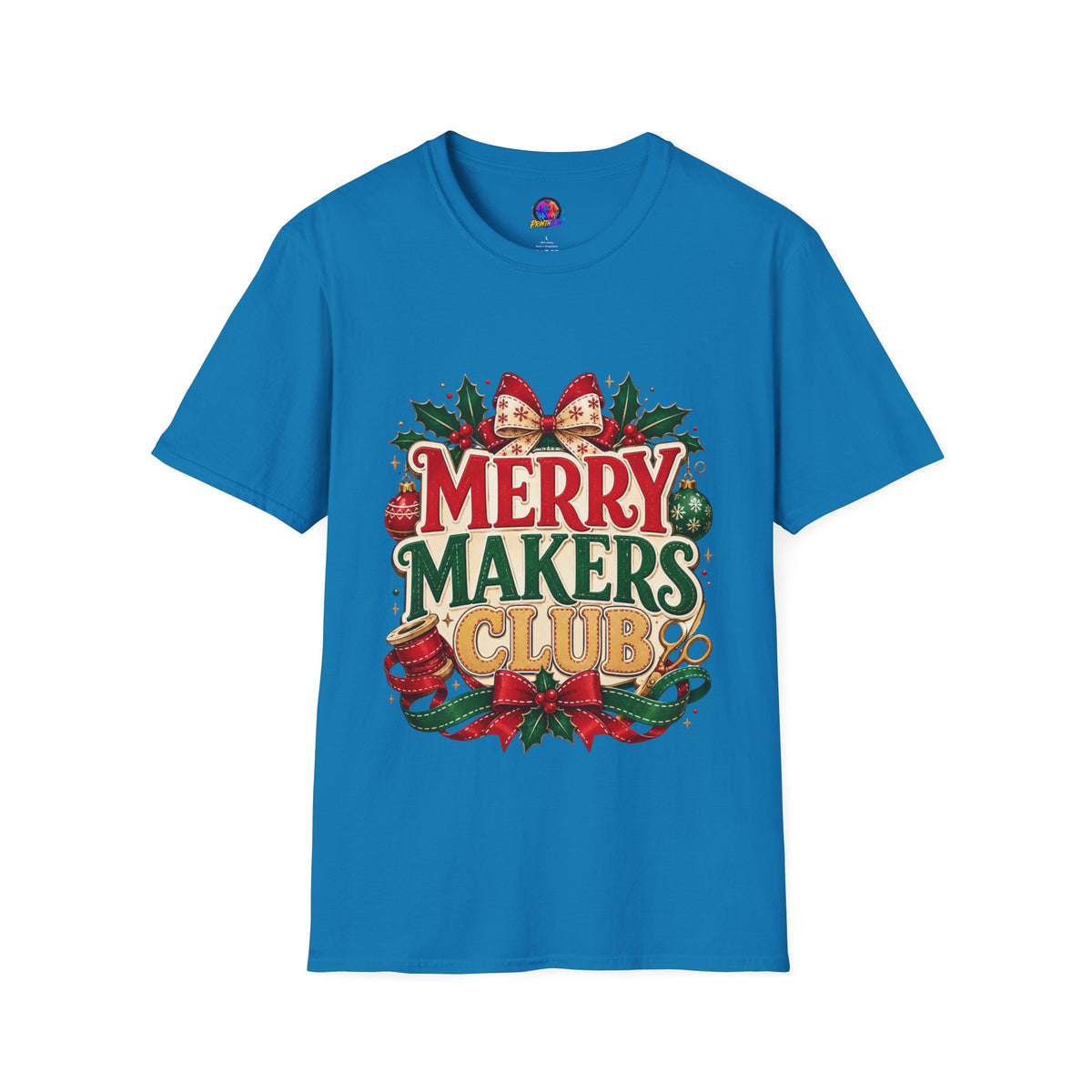 Merry Makers Club T-Shirt — Festive Christmas Holiday Tee with Holly & Bow