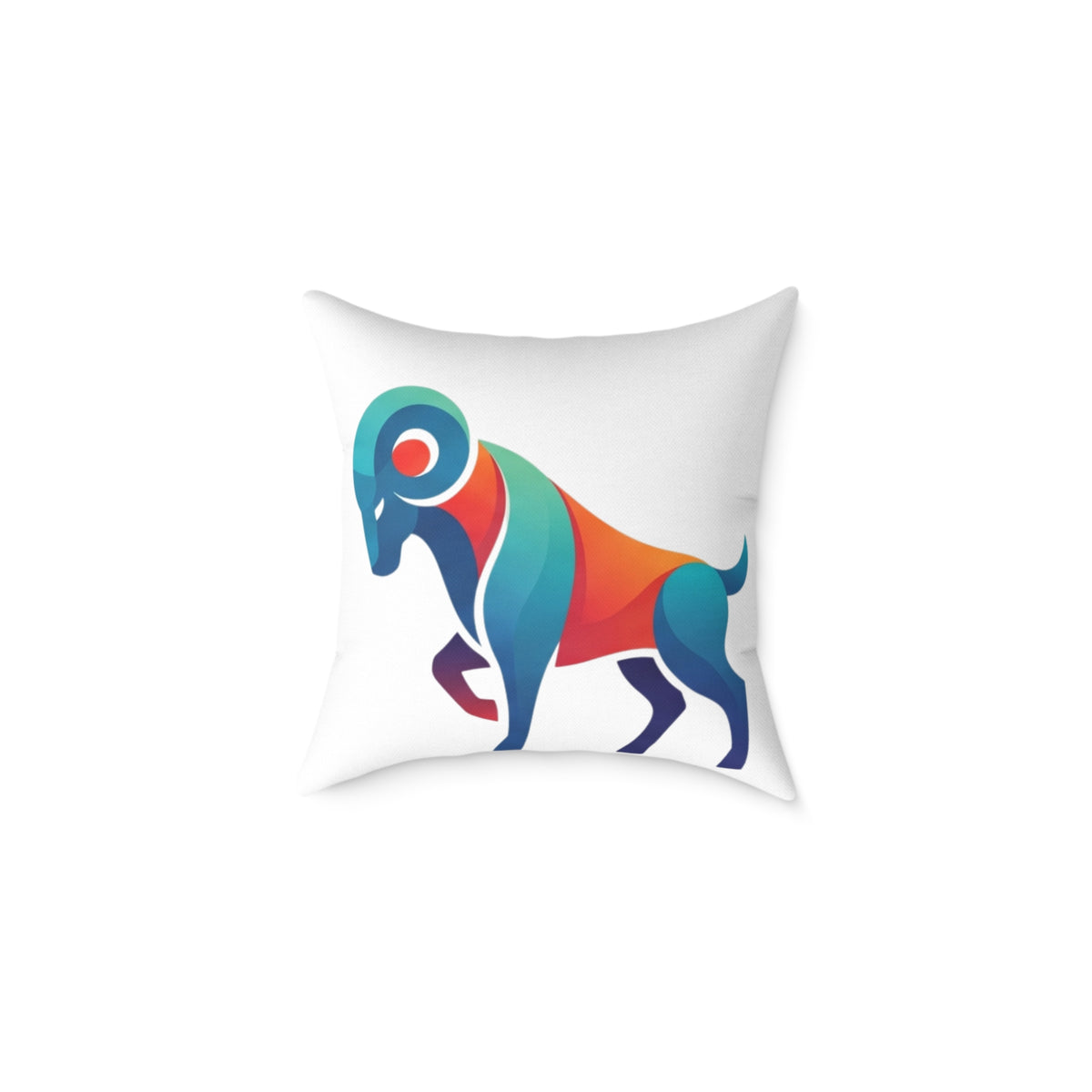 Aries Zodiac Ram Throw Pillow - Colorful Geometric Ram Accent Cushion for Living Room & Nursery