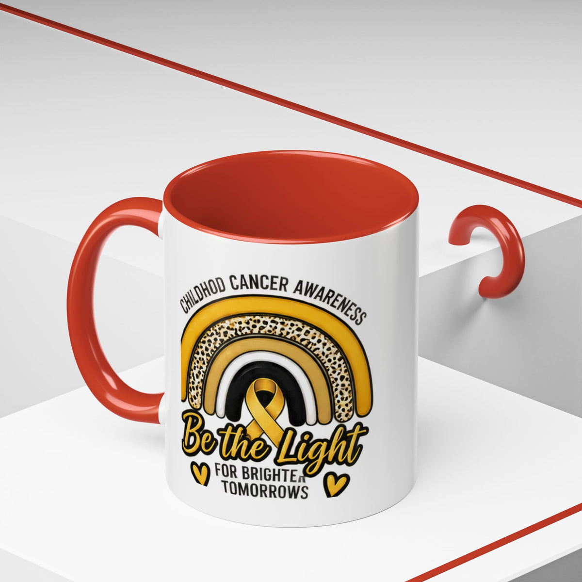 Childhood Cancer Awareness Accent Coffee Mug — "Be the Light" 11/15oz