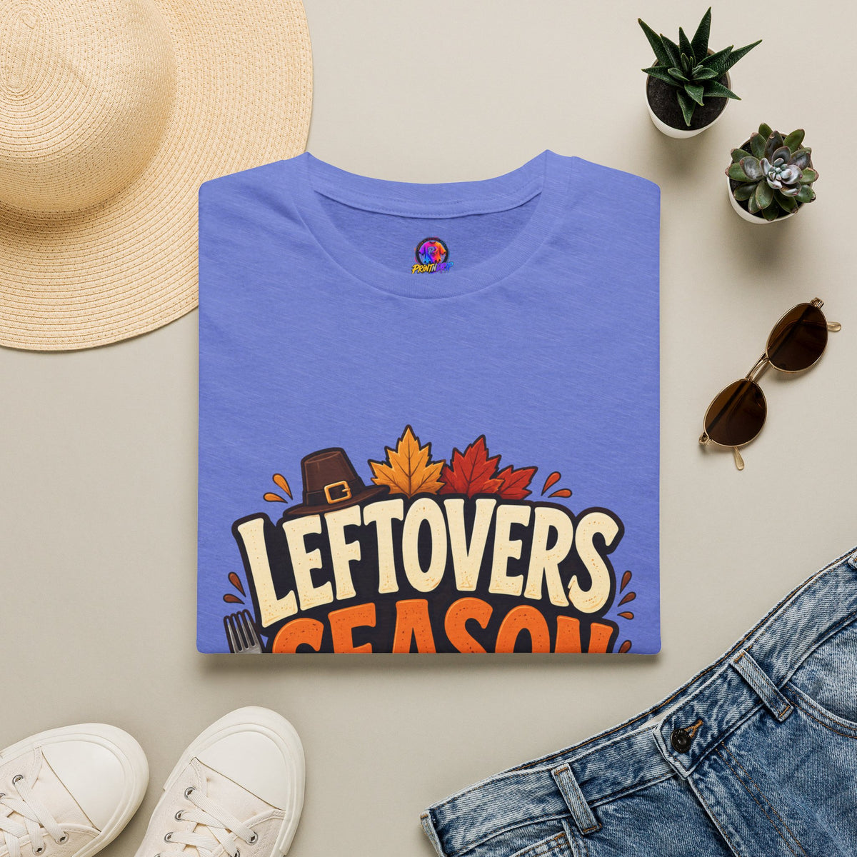 Thanksgiving T-Shirt Leftovers Season T-Shirt — Funny Thanksgiving Turkey & Pie Graphic Tee