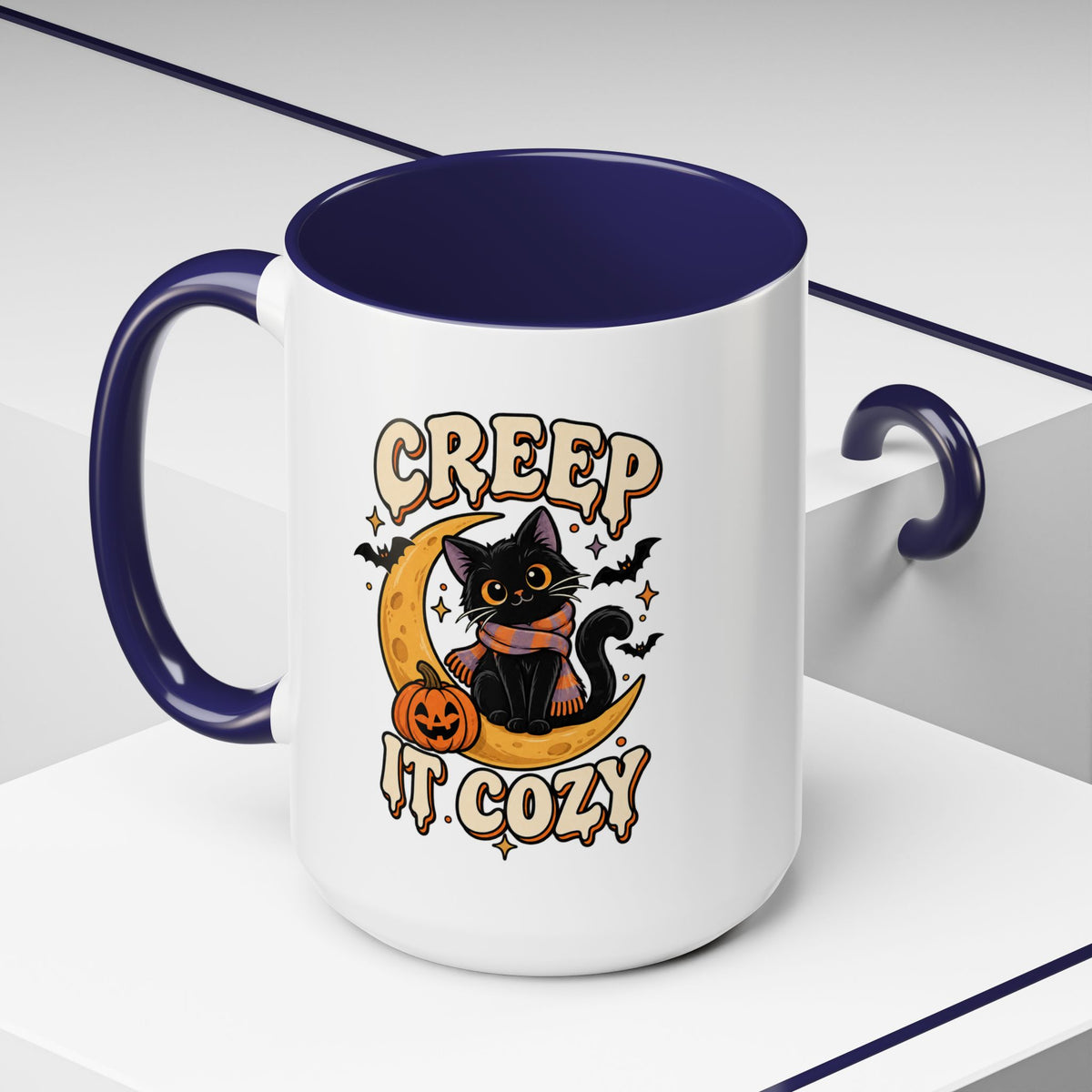 Creepy It Cozy Black Cat Halloween Accent Coffee Mug (11/15oz)