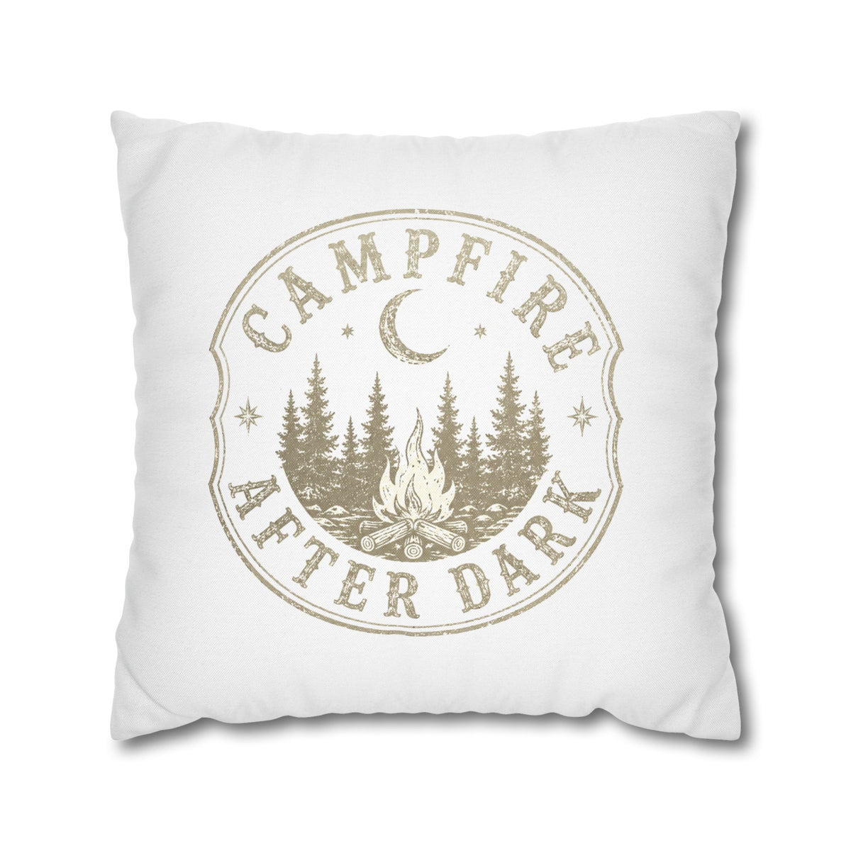 Campfire After Dark Decorative Pillowcase Milo Bailey Dog Dad Mom — Outdoor Rustic Woodland Accent