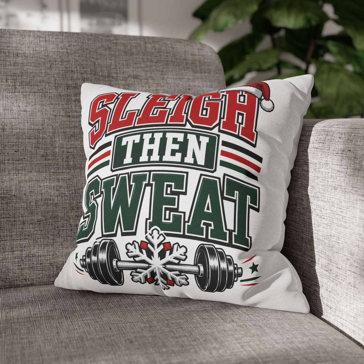 Sleigh Then Sweat Holiday Gym Pillowcase Modern Day Christmas