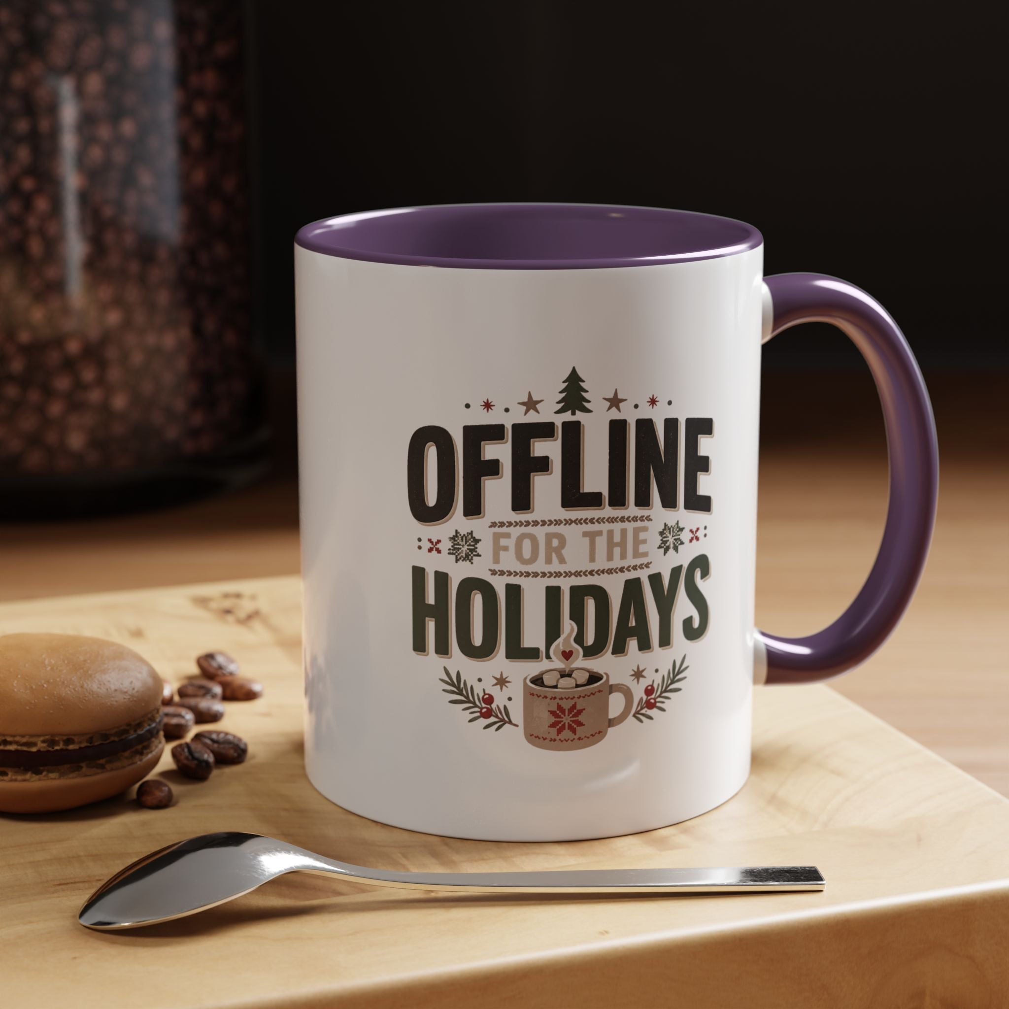 Christmas Holiday Coffee Mug — “Offline for the Holidays” Accent Ceramic Mug