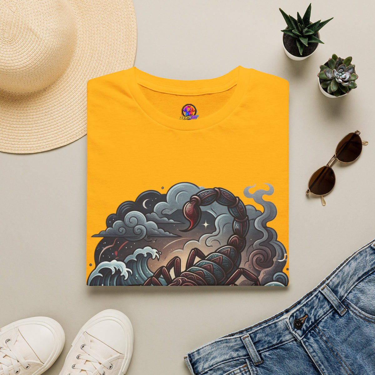 Scorpion Wave T-Shirt — Nautical Tattoo-Inspired Sea Scorpion Design