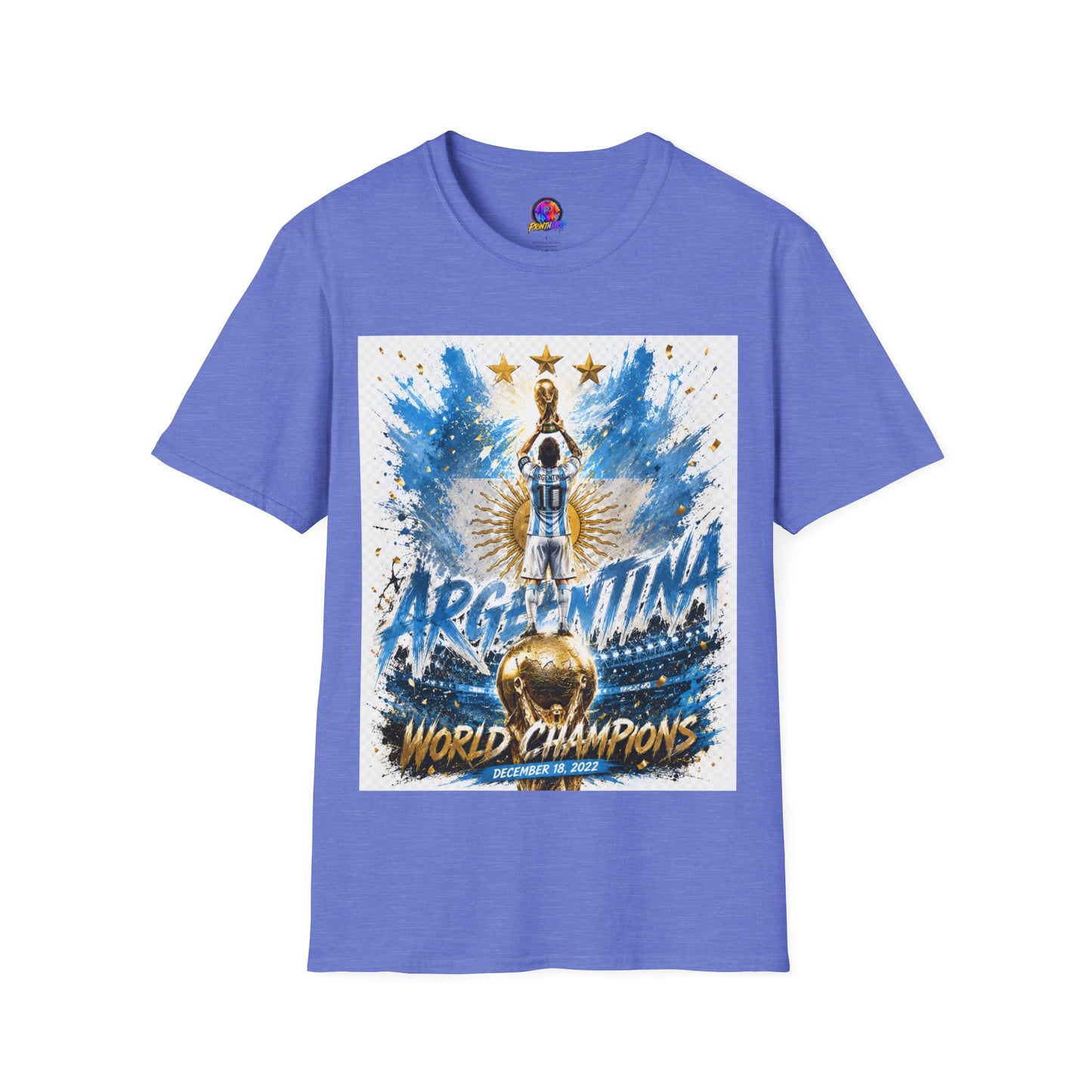 Argentina World Champions T‑Shirt — Soccer World Cup 3 Stars Tribute